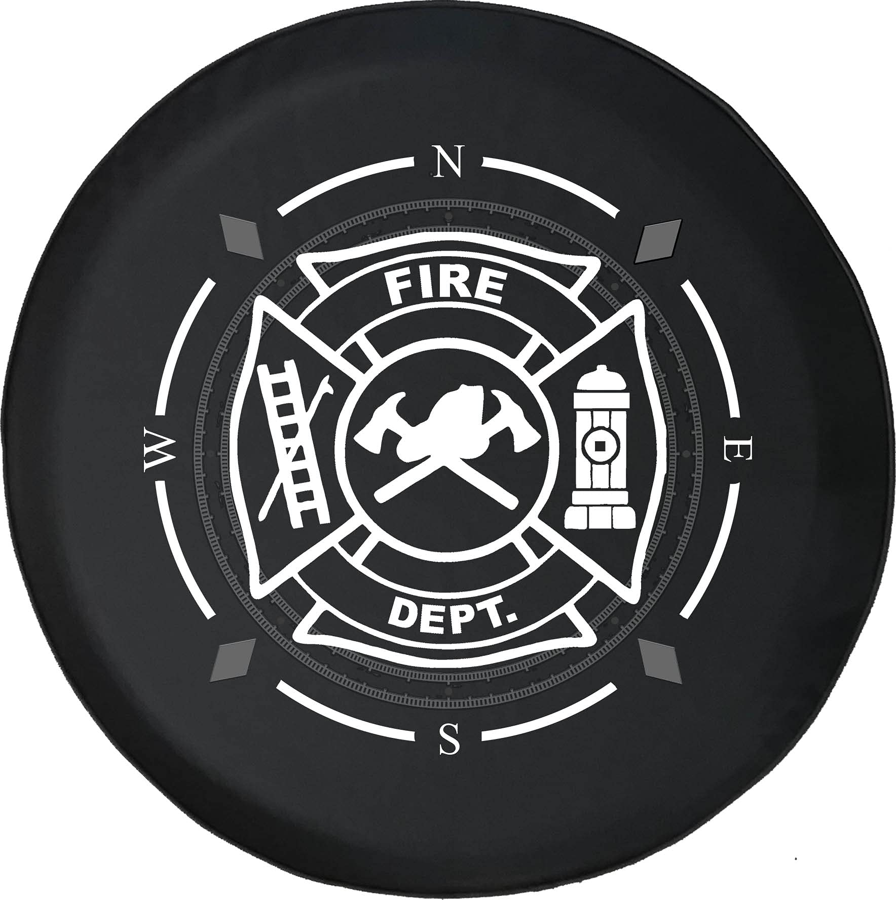 Premium American Unlimited Spare Tire Cover with Compass Design - Fire Department Style Wheel Protector for SUV, Trailer, RV & Most Vehicles | Durable Outdoor Accessory for Camping & Road Trips