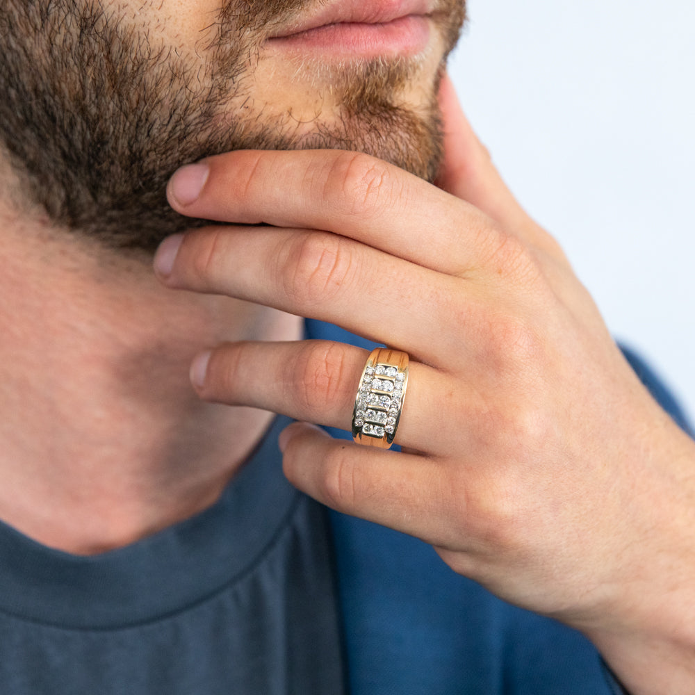 9ct Yellow Gold 1 Carat Diamond Men's Wedding Band Ring - Perfect for Engagement, Anniversary & Special Occasion Gifts