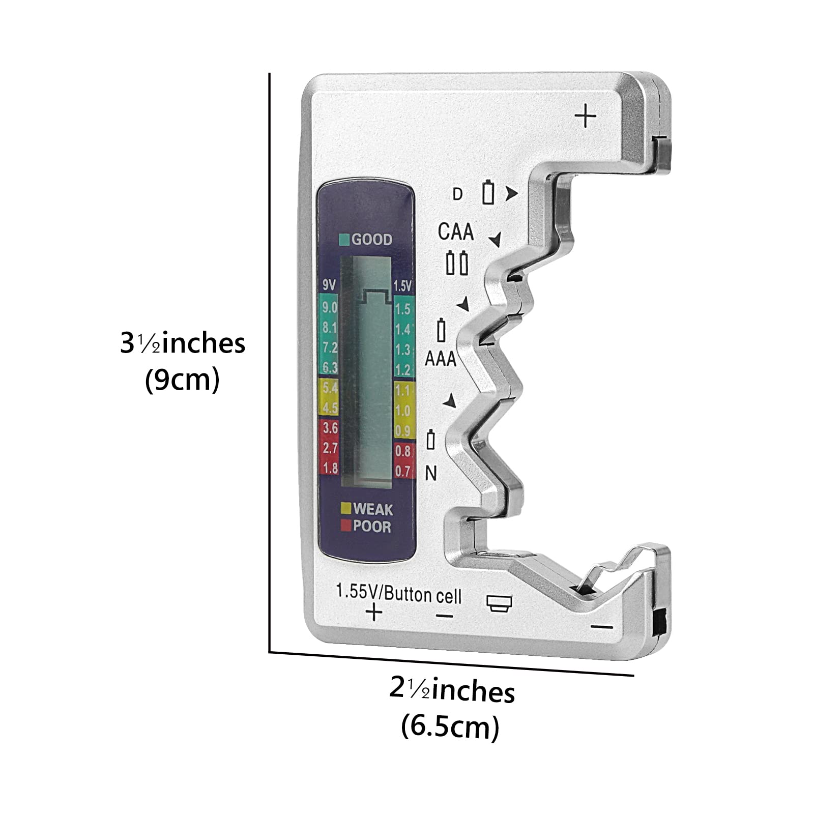 Universal LCD Battery Tester - AA AAA C D 9V 1.5V Button Cell Battery Capacity Checker for Household Use | Perfect for Home, Office & Emergency Kits