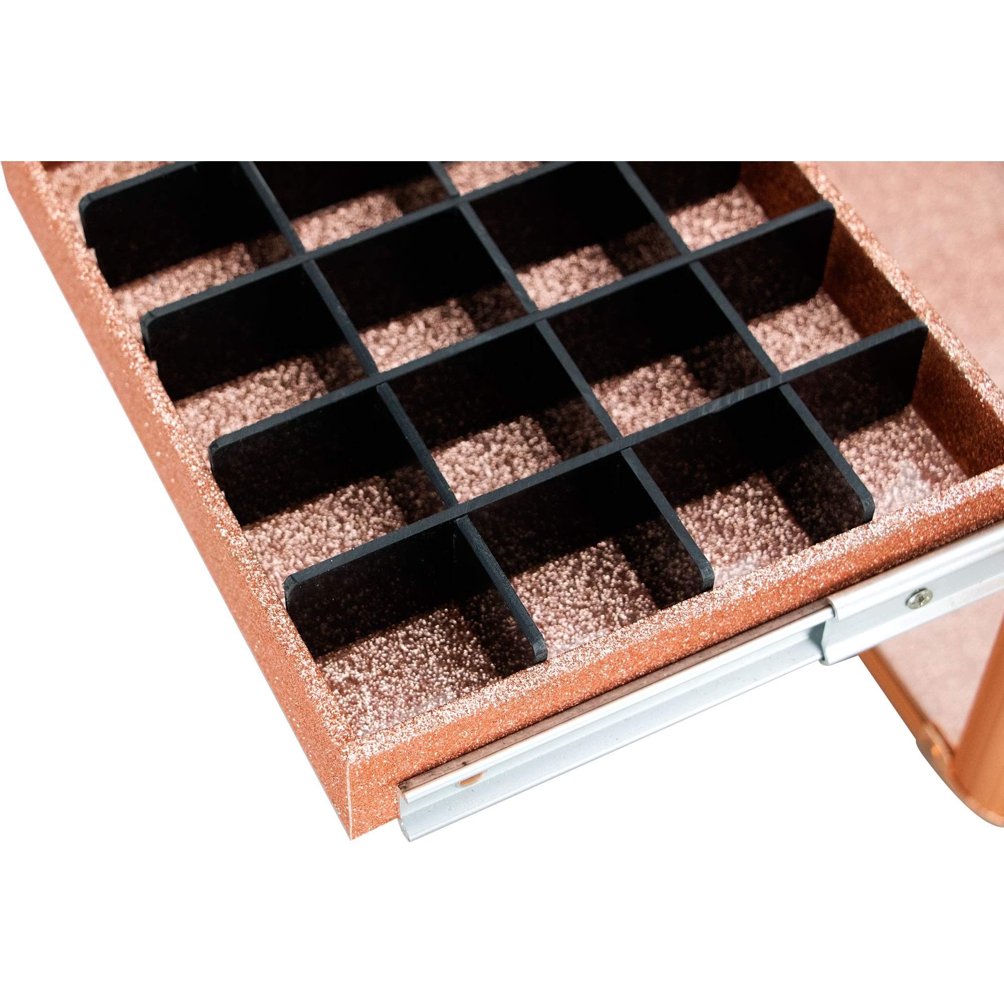 VER Beauty Acrylic Nail Polish Organizer Case (Rose Gold) - 3-Tier Makeup Organizer Trolley with Lockable Drawers & Extra Bottom Trays | Portable Nail Art Storage for Salon, Home & Travel | Professional Cosmetic Display Case for Nail Technicians
