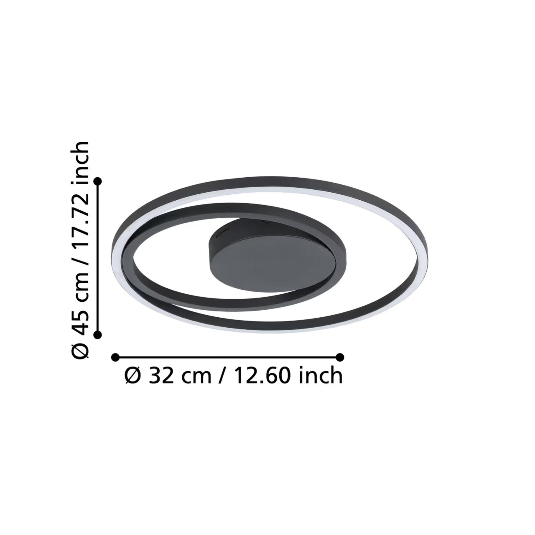Eglo Connect Calagrano Z Smart Black LED Flush Ceiling Light - Modern Dimmable Lighting for Bedroom, Kitchen & Living Room - Alexa & Google Home Compatible