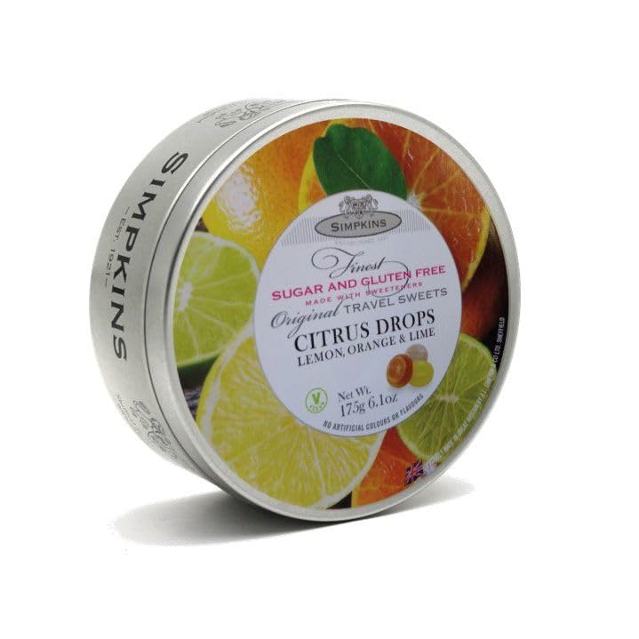 Sugar Free Citrus Fruit Travel Sweets Tin - 175g (Pack of 2) | Low Calorie Candy for Diabetics & Keto Diet | Perfect for Road Trips, Office Snacks & Travel Treats