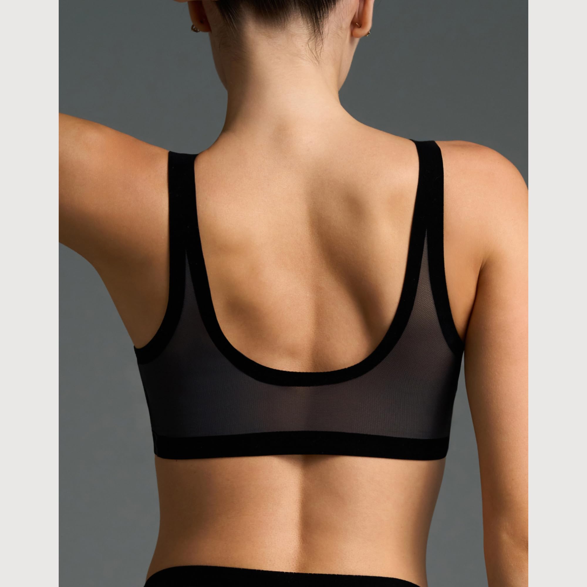 EBY Seamless Sheer Bralette for Women - Comfortable Invisible Underwire Bra in Black | Perfect for Yoga, Lounge & Everyday Wear