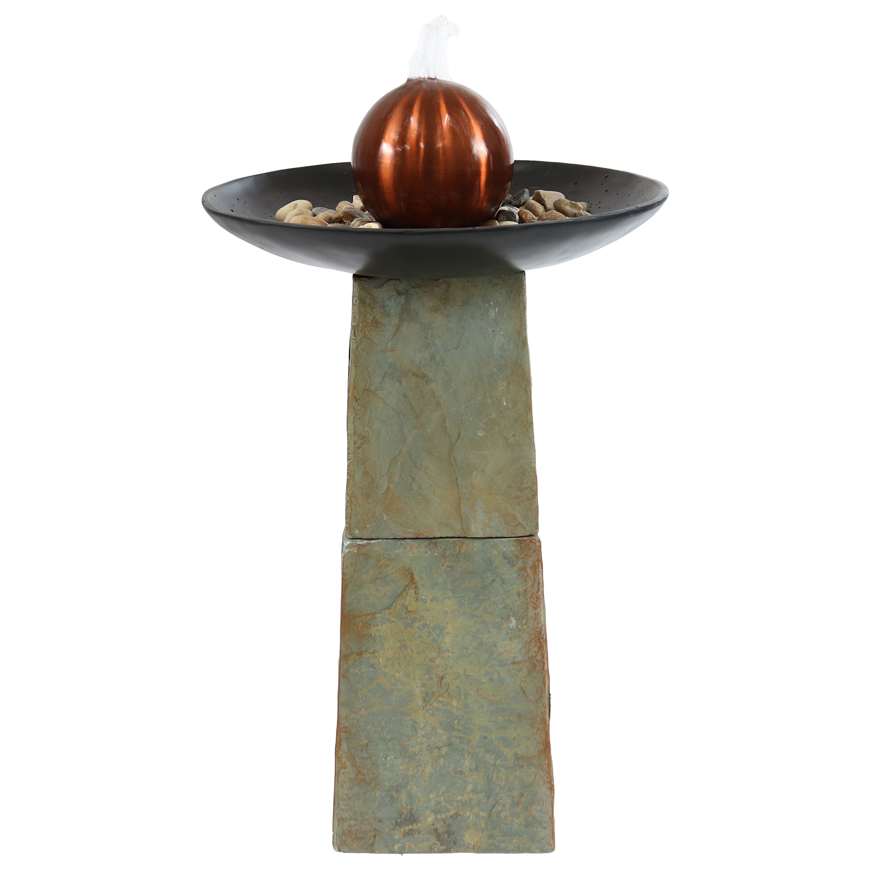 Sunnydaze Decorative Orb Slate Outdoor Water Fountain - 38 Inch Height, Garden Patio Decor, Relaxing Backyard Fountain for Meditation & Outdoor Living Spaces