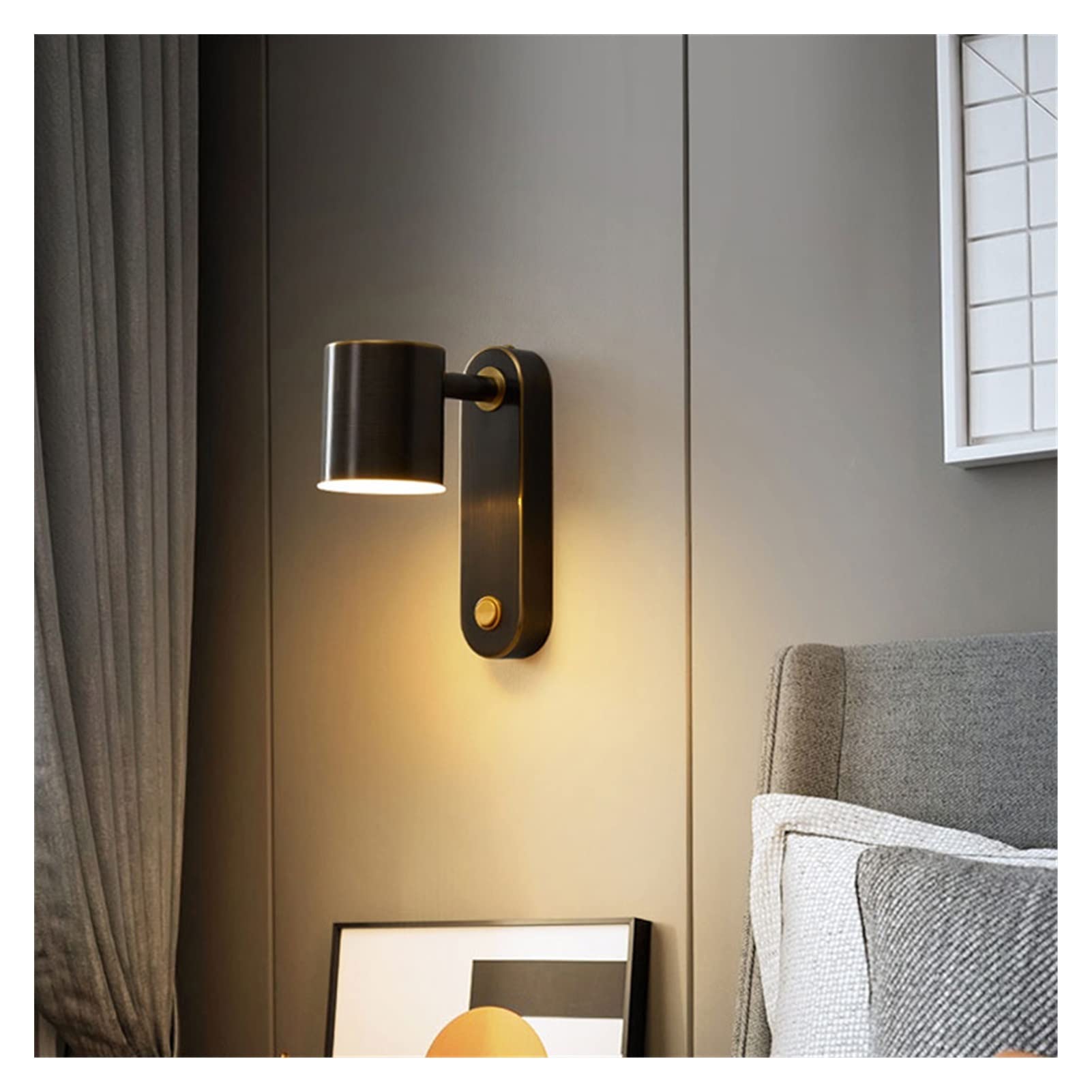 Copper OOM Bedside Lamp - Minimalist Modern LED Night Light for Bedroom, Living Room, TV Background, Staircase & Balcony - Warm White Dimmable Lighting for Home Decor