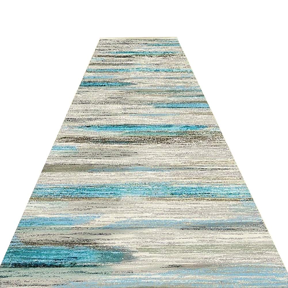 Vintage Blue Grey Striped Non-Slip Rug - 80x300cm (2.6x10ft) Living Room Carpet, Hallway Runner, Bathroom & Stair Floor Mat - Soft & Durable for Home Decor, Bedroom, Office, Entryway