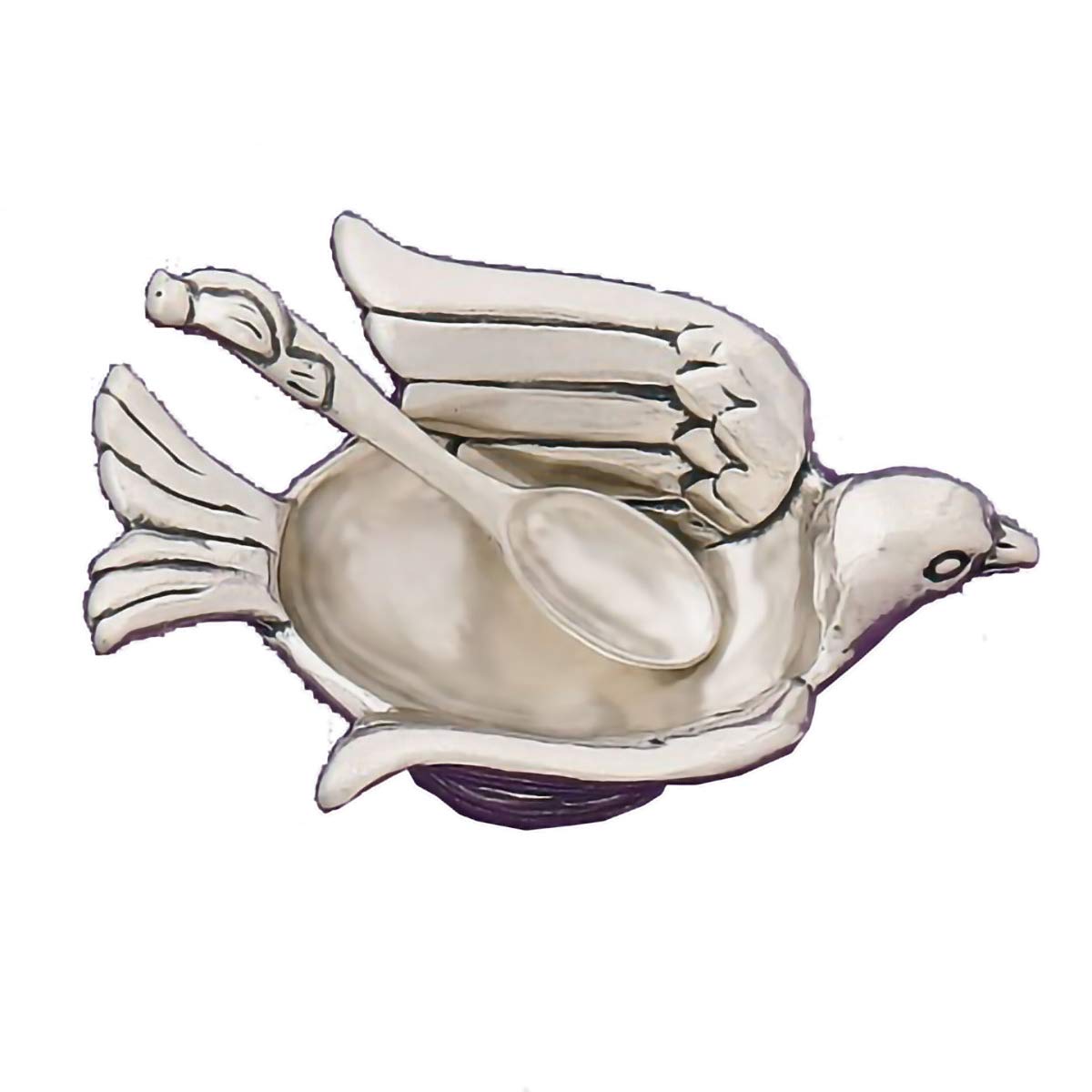 Pewter Salt Cellar with Spoon - Elegant Bird Design for Salt, Spices, Snacks & Rice | Perfect for Kitchen, Dining Table & Ice Cream Serving | Vintage Style Decorative Container Box