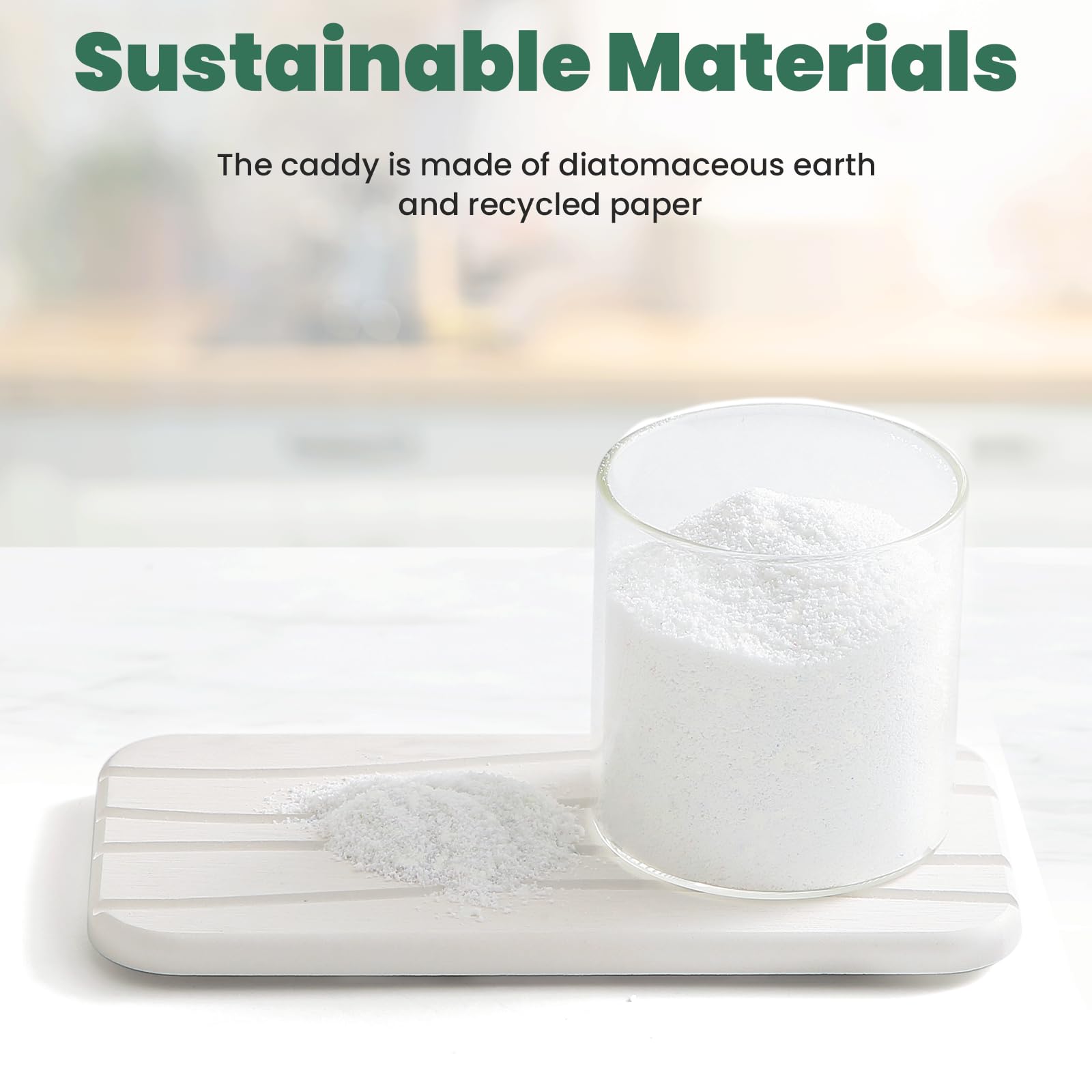 3PCS Fast Drying Diatomaceous Earth Bathroom Tray Set - Stone Soap Holder & Toothbrush Stand with 2 Coasters | Water Absorbing Sink Organizer for Bathroom Counter | Perfect for Showers, Vanities & Spa Decor