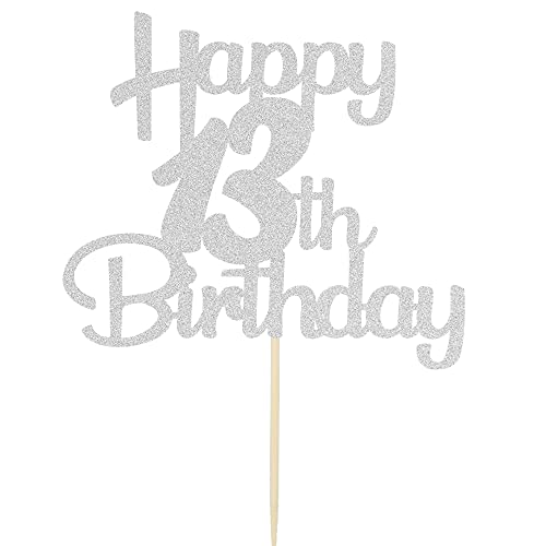 13th Cake Topper - Silver Glitter