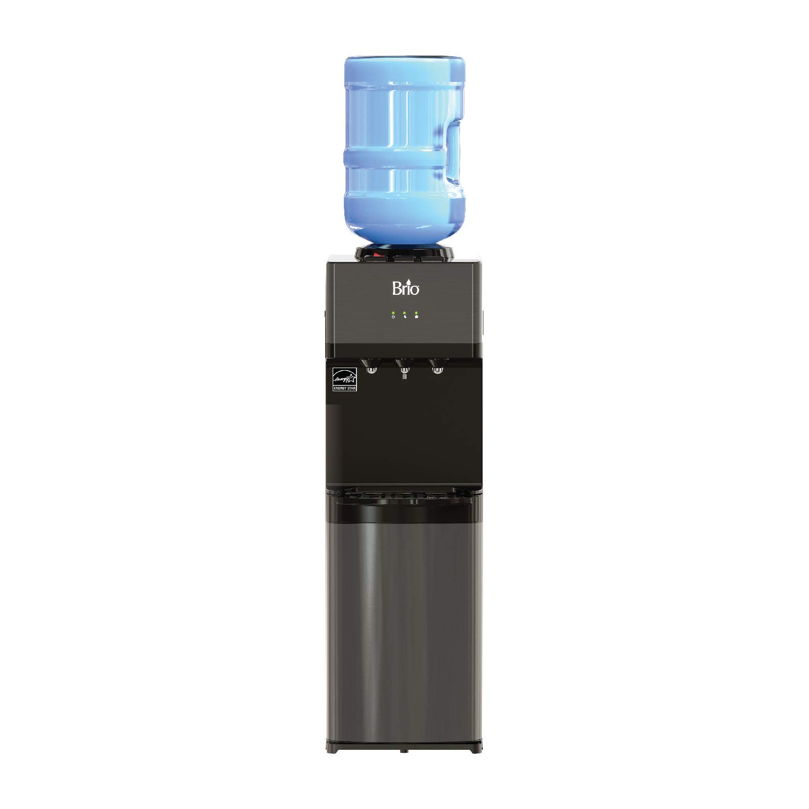 Brio Limited Edition Top Loading Water Cooler Dispenser - Black Stainless Steel - Hot & Cold Water Dispenser with Child Safety Lock - 3/5 Gallon Bottle Capacity - UL/Energy Star Certified - Perfect for Home, Office, and Kitchen Use