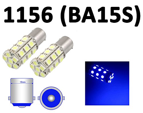 2-Pack 1156 BA15S 27 SMD 5050 LED Bulbs - Super Bright Blue Turn Signal & Reverse Lights for Cars, Trucks, Motorcycles - Perfect for Night Driving and Enhanced Visibility