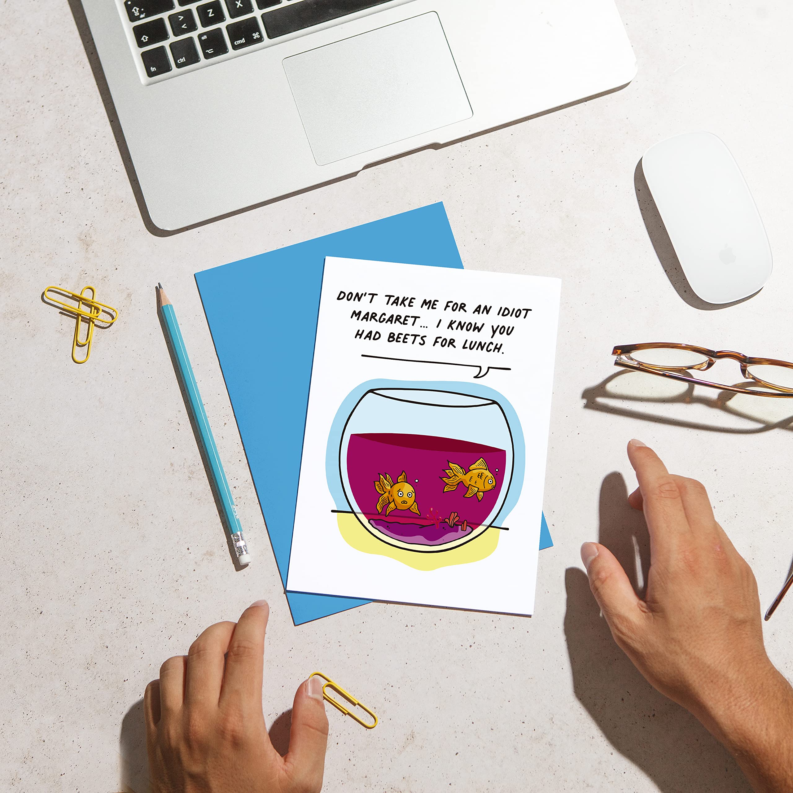 Huxters 'Did You Have Beets For Lunch?' Funny Birthday Card - Humorous Gift for Women, Men, Friends, Mum or Dad - A5 Size Goldfish Design - Perfect for Birthday Celebrations, Office Gifts & Special Occasions