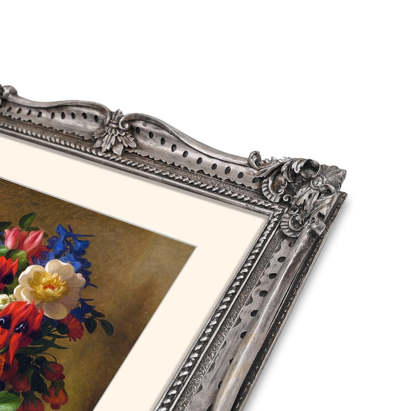 SIMON'S SHOP 8x10 Baroque Style Picture Frames & Wall Mirror Set - Elegant Home Decor for Living Room, Bedroom, or Office Display