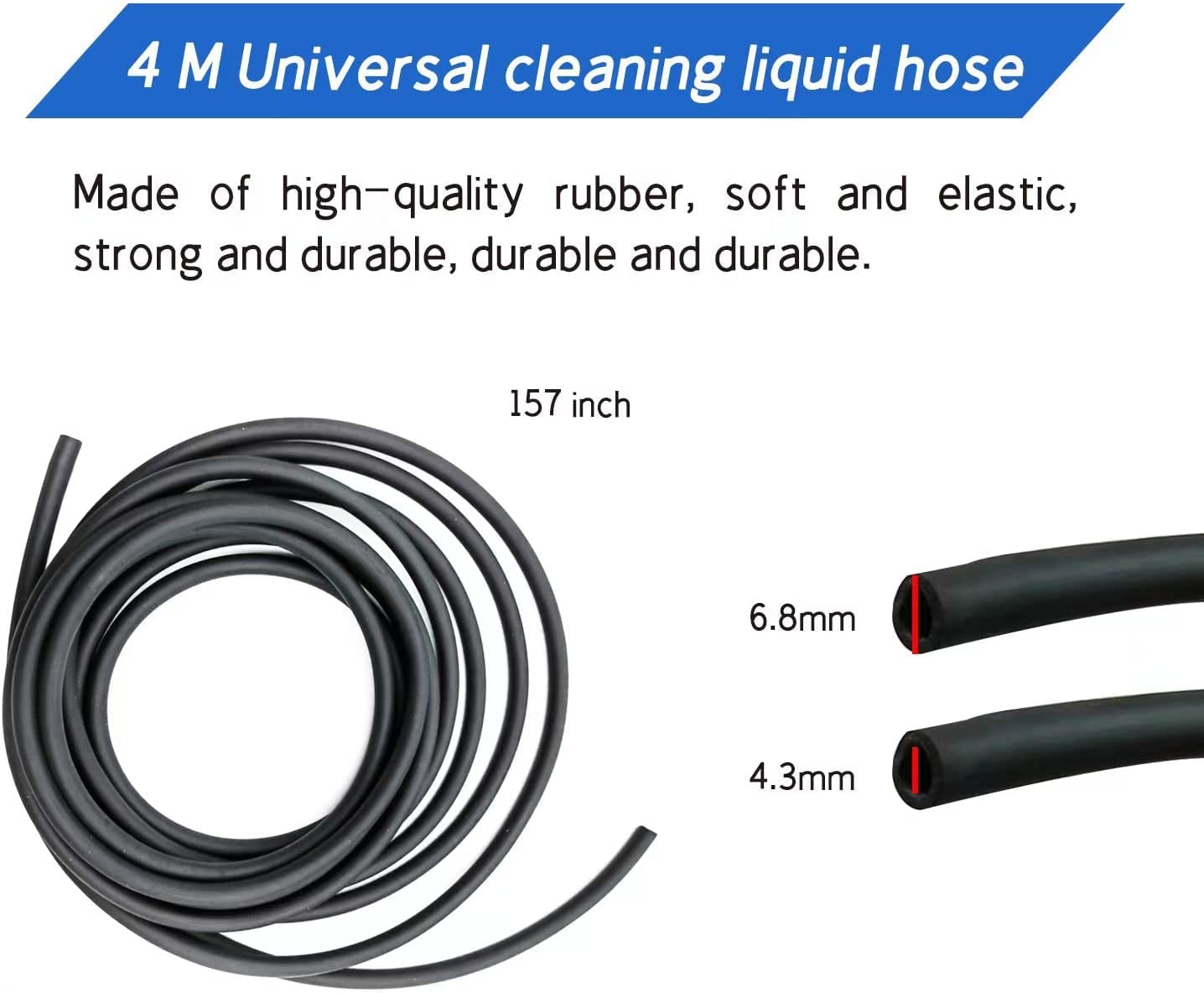 Universal Windshield Washer Hose Kit - 158 Inch (4M) with 12pcs Connectors for Most Cars, SUVs & Trucks | Durable Washer Fluid Tube Connects Water Tank to Nozzle | Perfect for Road Trips, Winter Driving & Vehicle Maintenance