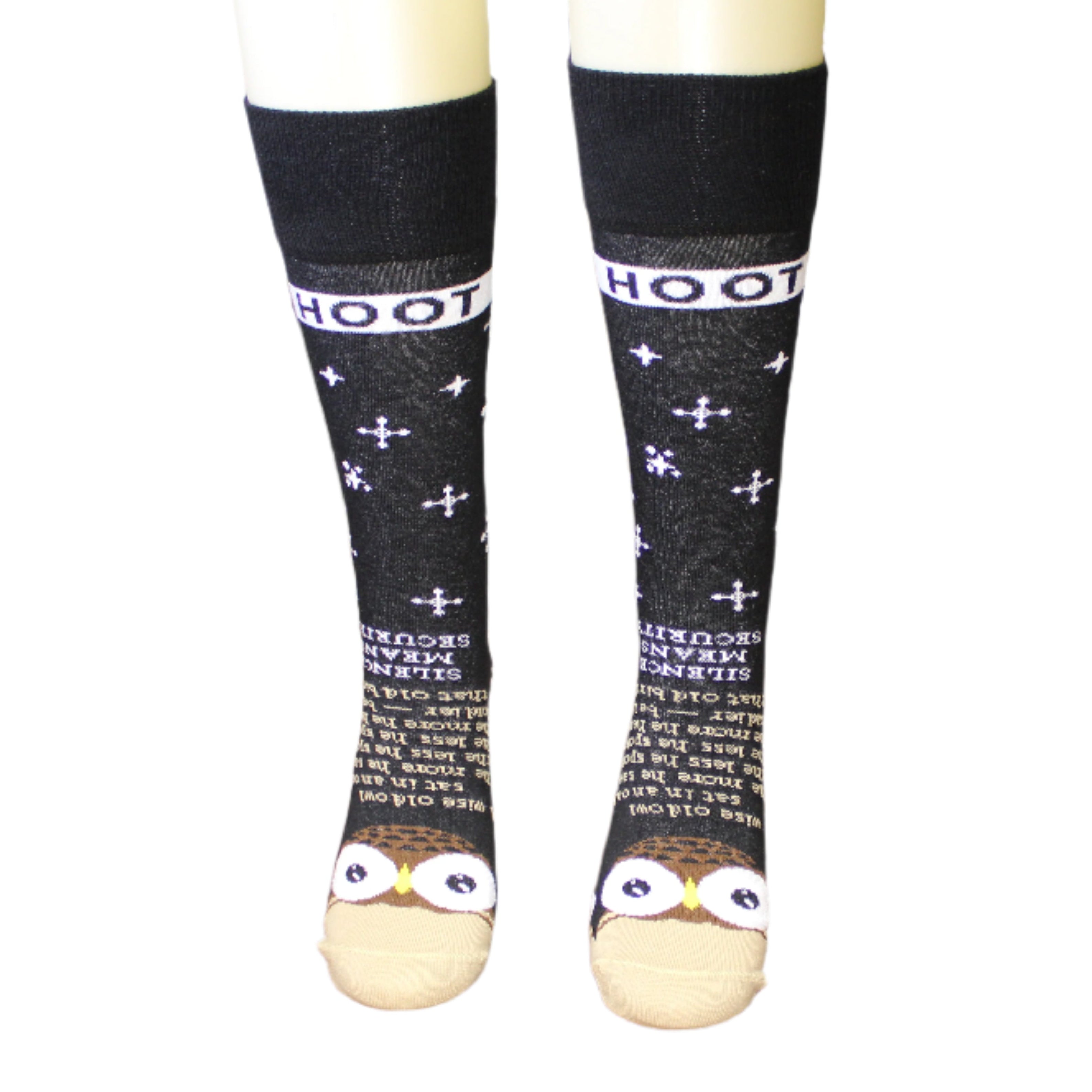 Wise Old Owl Calf Socks for Men & Women - Cozy Animal Print Crew Socks - Perfect for Winter, Gifts & Casual Wear