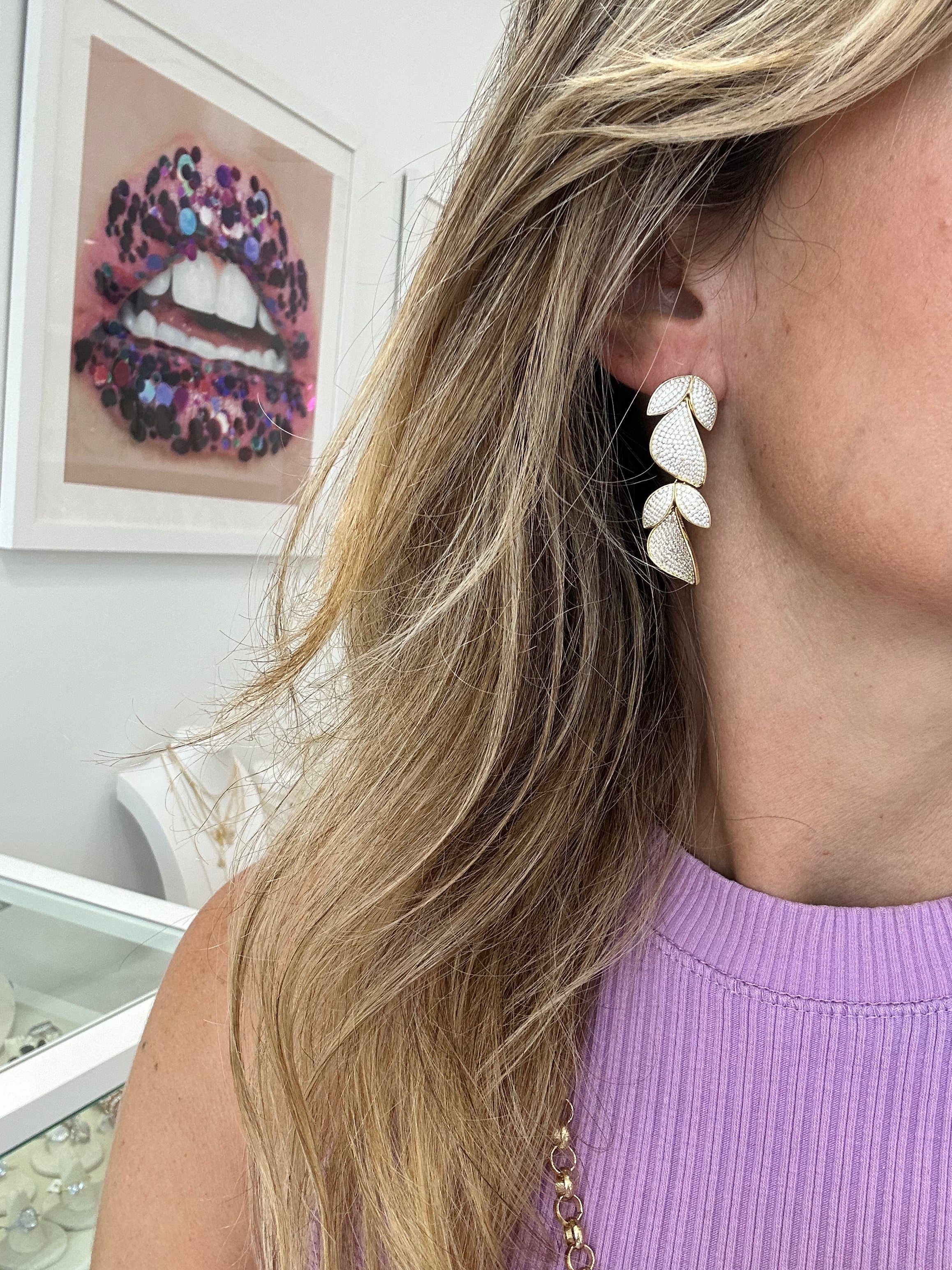 PAVÈ DROP LEAF EARRINGS - Elegant Cubic Zirconia Dangle Earrings for Women | Perfect for Weddings, Parties & Special Occasions