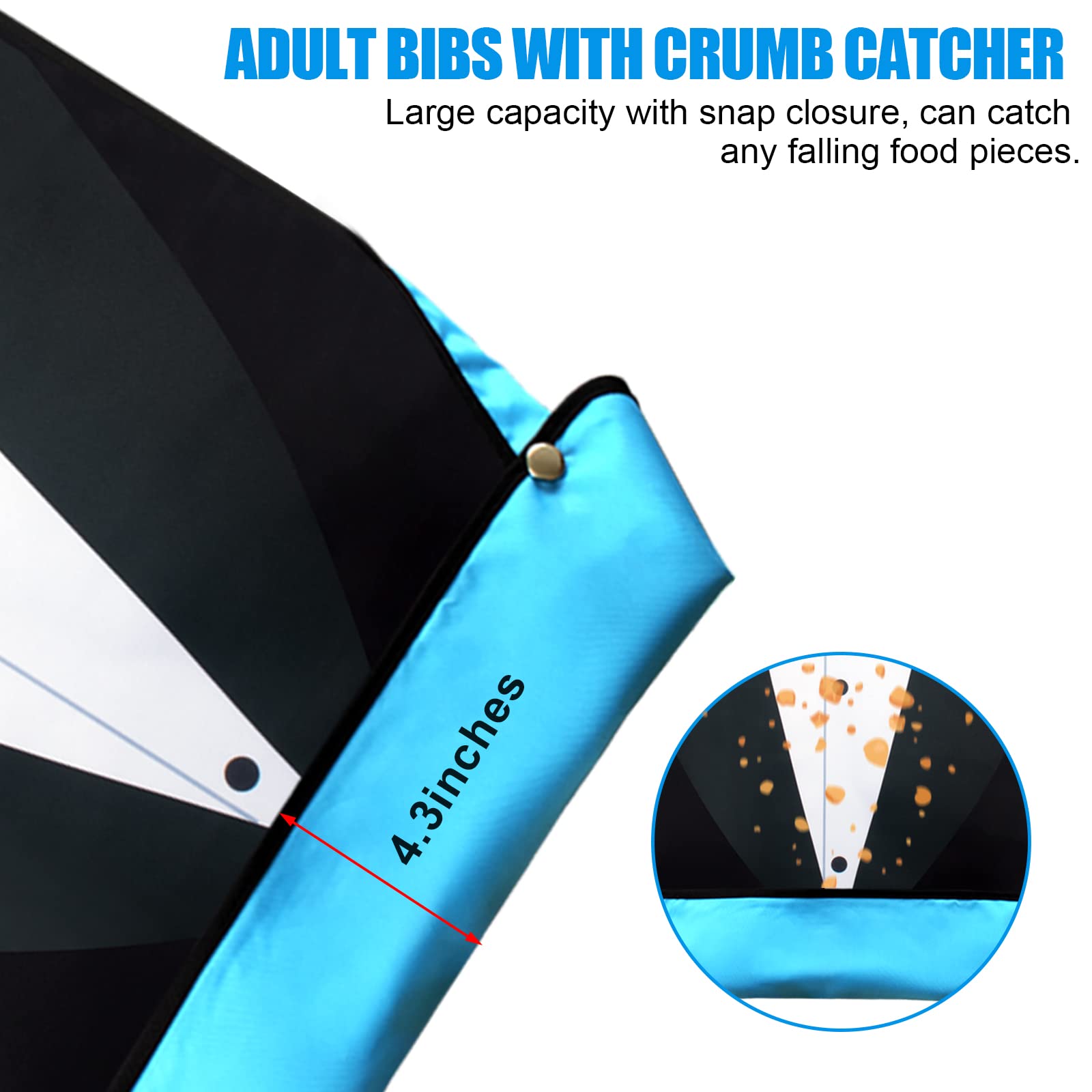 **Washable & Reusable Adult Bibs for Men - 3 Pack with Crumb Catcher - Durable Eating Bibs for Elderly, Disabled & Mealtime Protection (Perfect for Dining, Nursing Homes & Daily Use)**