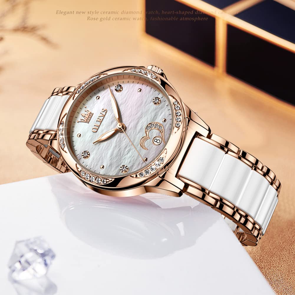 OLEVS Women's Automatic Diamond Watch, Waterproof Dress Watch for Women - Office & Party Wear
