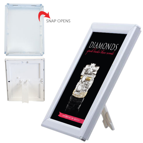 5x7 White Metal Snap Frame for Advertising & Promotions - Countertop, Tabletop, Shelf or Wall Display for Retail Stores, Restaurants & Offices