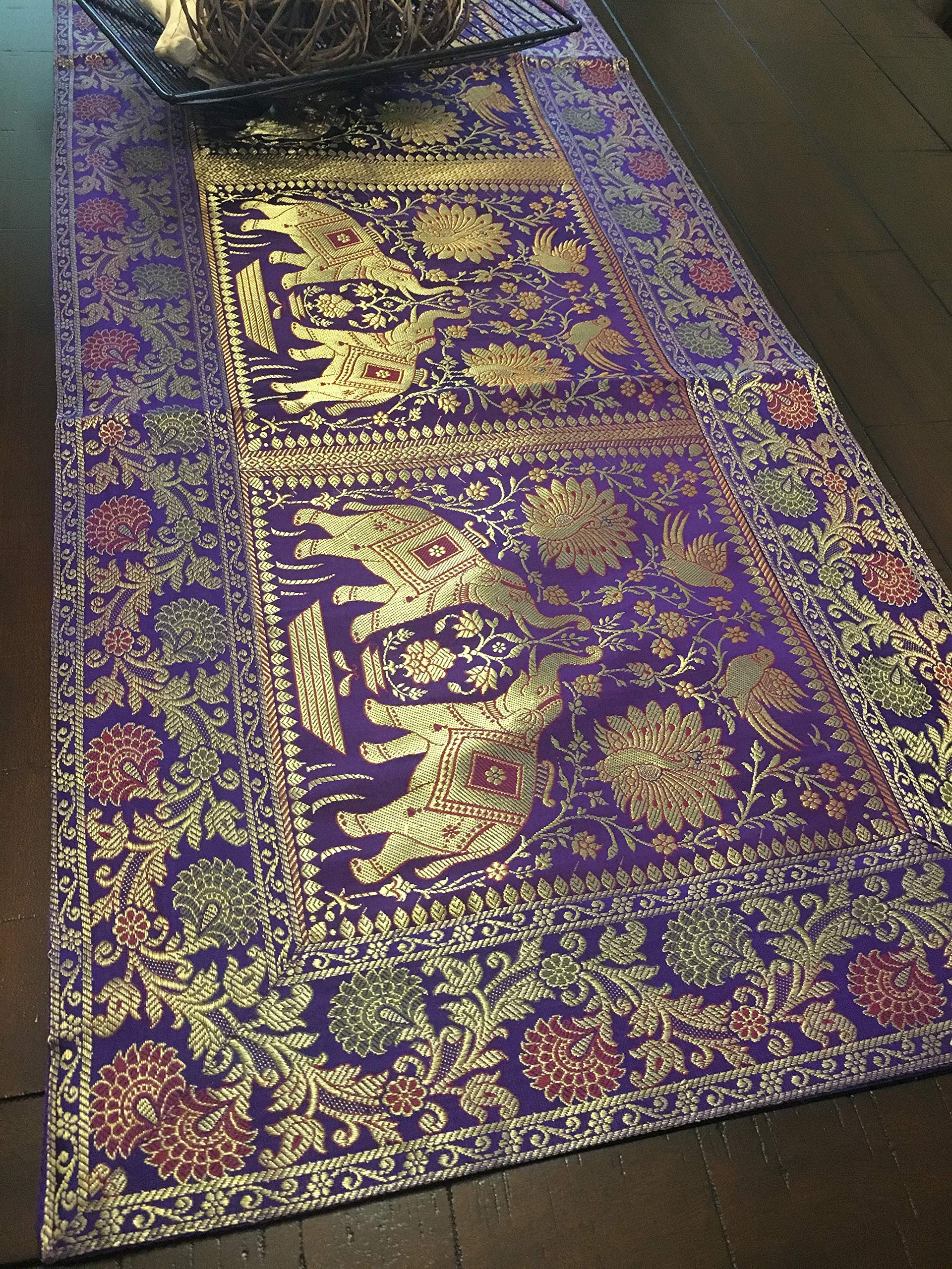 Elegant Purple Table Runner & Wall Tapestry - Handmade Home Decor for Dining Table, Wedding, Party & Bohemian Room Decoration