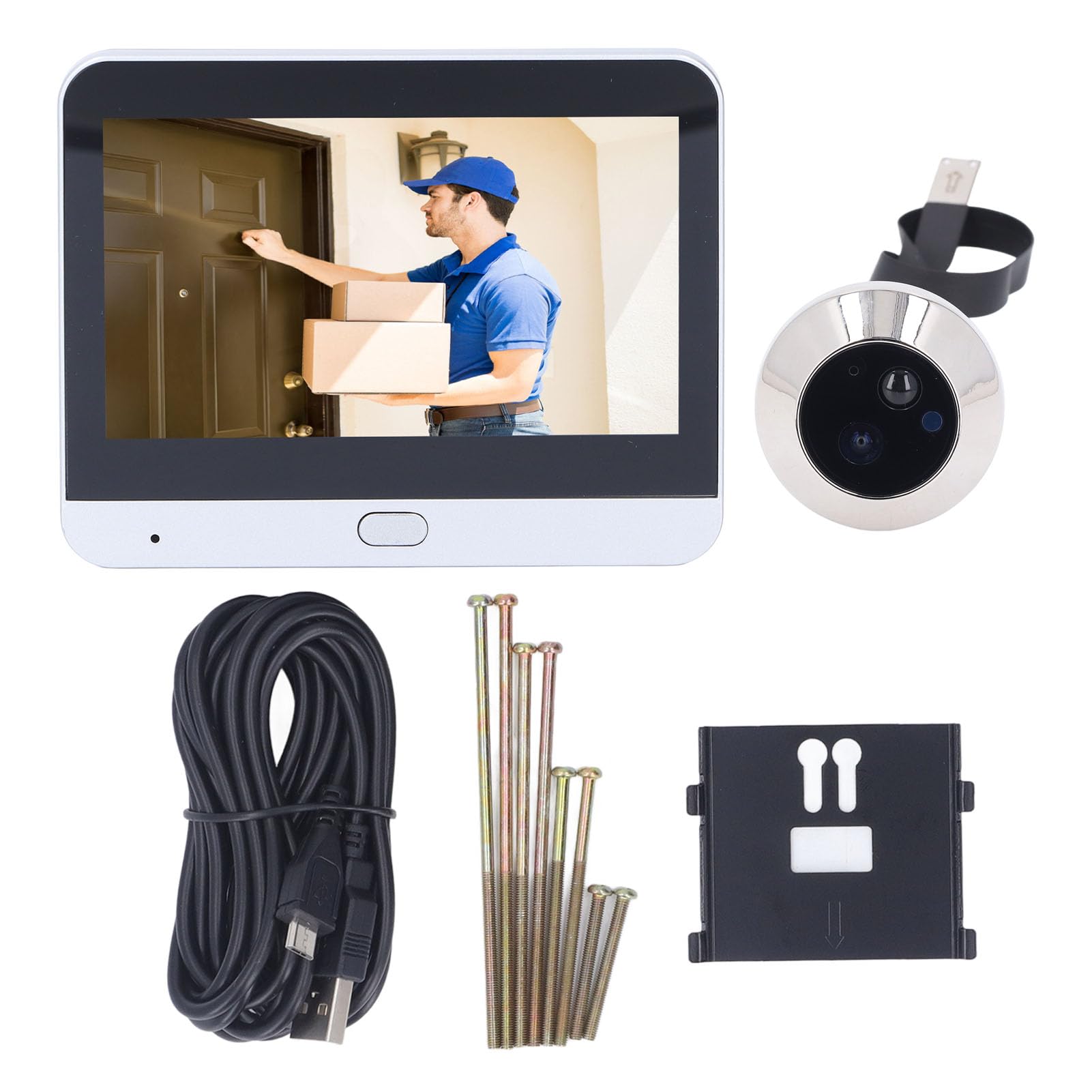 Yunseity 3MP 1080P Smart Video Door Peephole Camera with PIR Motion Detection & Night Vision - 4.3inch Visual Door Viewer for Apartments - Monitor Visitors & Enhance Home Security (Ideal for Front Doors, Rental Units & Smart Homes)