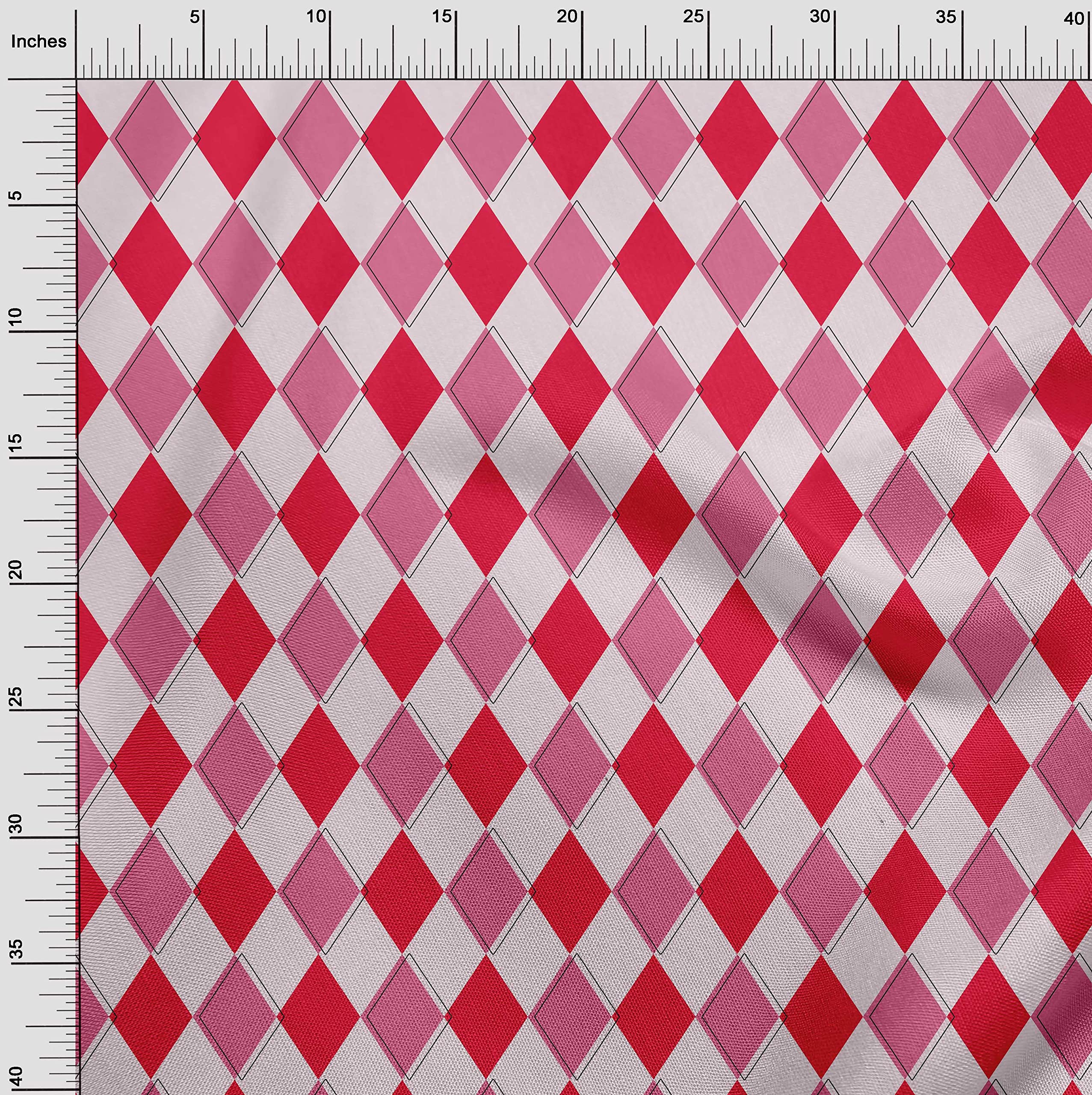 oneOone Rayon Magenta Argyle Print Fabric - 56 Inch Wide Sewing Material by The Yard for DIY Clothing, Dresses & Crafts | Premium Quality Dressmaking & Quilting Supplies