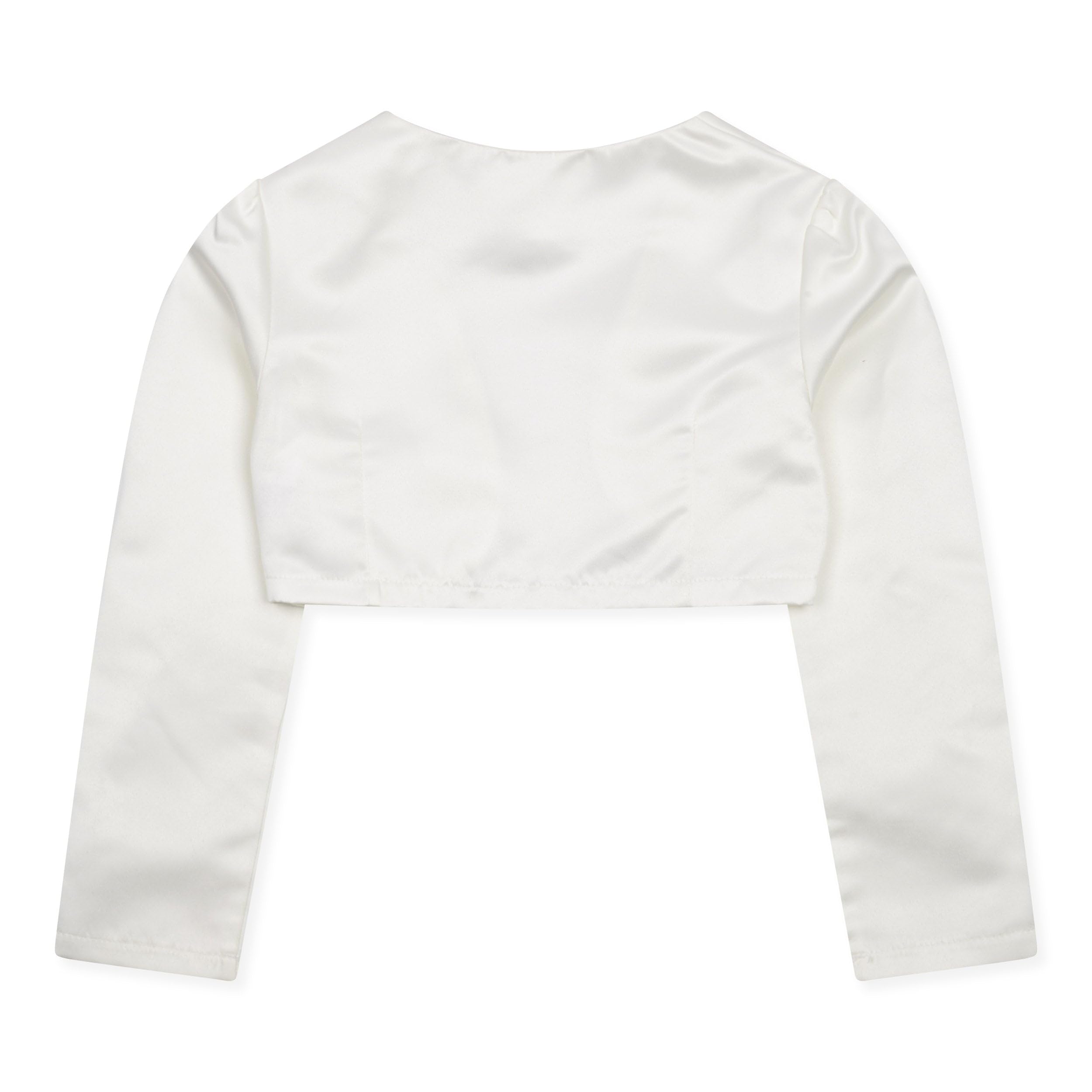 BOLEROSE Girls Satin Long Sleeve Bolero Shrug Jacket for Kids - Elegant Party Wear for Weddings, Dances & Special Occasions
