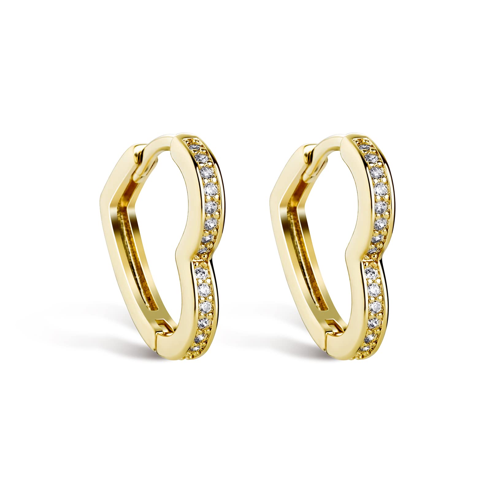 14K Gold Plated 925 Sterling Silver Heart Stud Earrings for Women | Lightweight Hoop Dainty Earrings | Perfect for Everyday Wear, Date Nights & Gifts