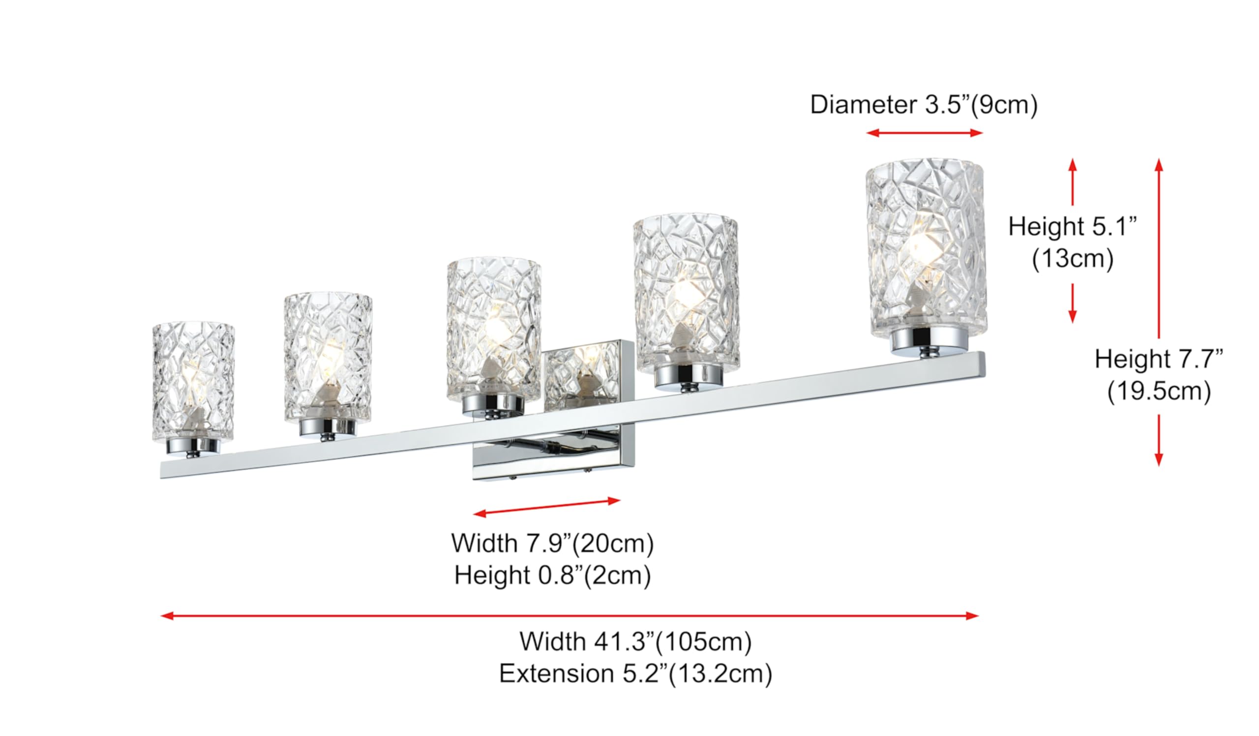 Modern 5-Light Brass Ceiling Cassie Bathroom Sconce with Clear Glass Shade - Indoor Home Decor Lighting for Bathroom, Bedroom & Hallway