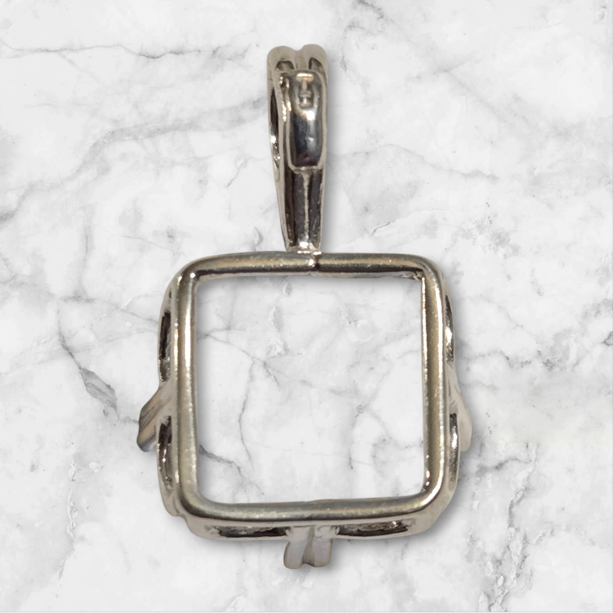 Solid Sterling Silver or 14kt Gold 10mm 14mm Square 4 Prong Pendant Setting - Handcrafted in USA | Perfect for Jewelry Making, DIY Necklace & Custom Engagement Ring Designs