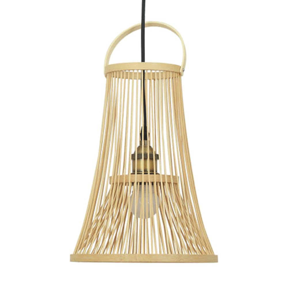 Handwoven Bamboo Pendant Light - Rustic Farmhouse Ceiling Lamp Shade, Natural Wicker Hanging Fixture for Bedroom, B&B, Living Room & Dining Room Decor - Perfect for Cozy Ambiance and Boho Style Home Lighting