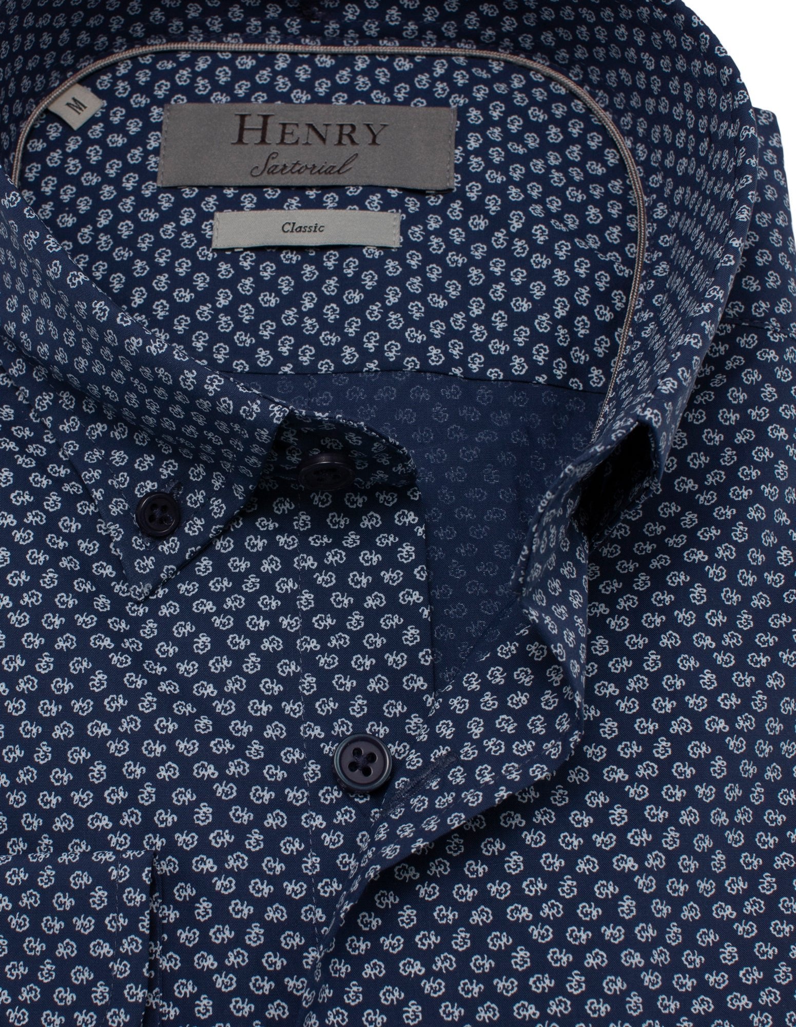HENRY SARTORIAL Men's Casual Plain Navy Blue Button Down Shirt - Perfect for Office, Date Night & Everyday Wear