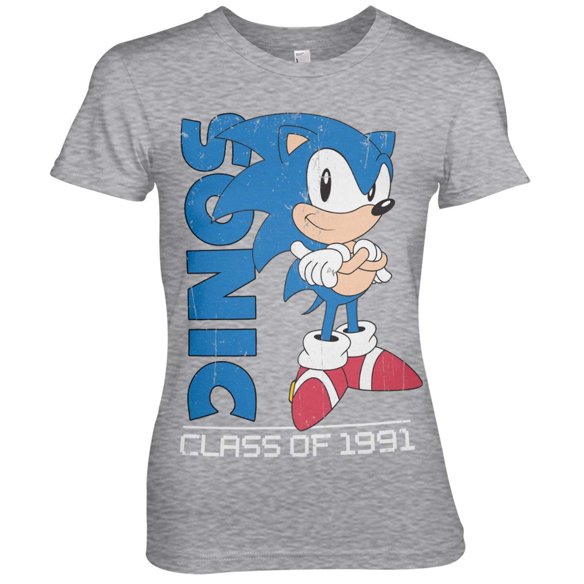 Sonic The Hedgehog Officially Licensed 1991 Retro Women's T-Shirt - Heather Grey - X-Large - Vintage Gaming Tee for Casual Wear & Gamer Gifts