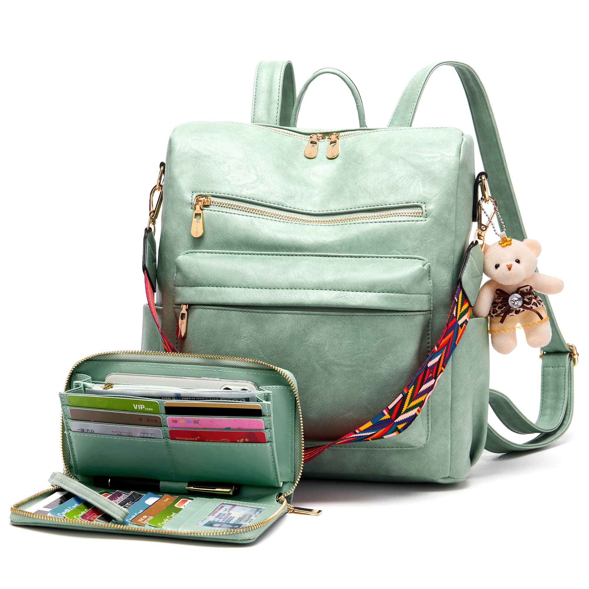Soperwillton Women's PU Leather Backpack Purse - Travel & Daily Use