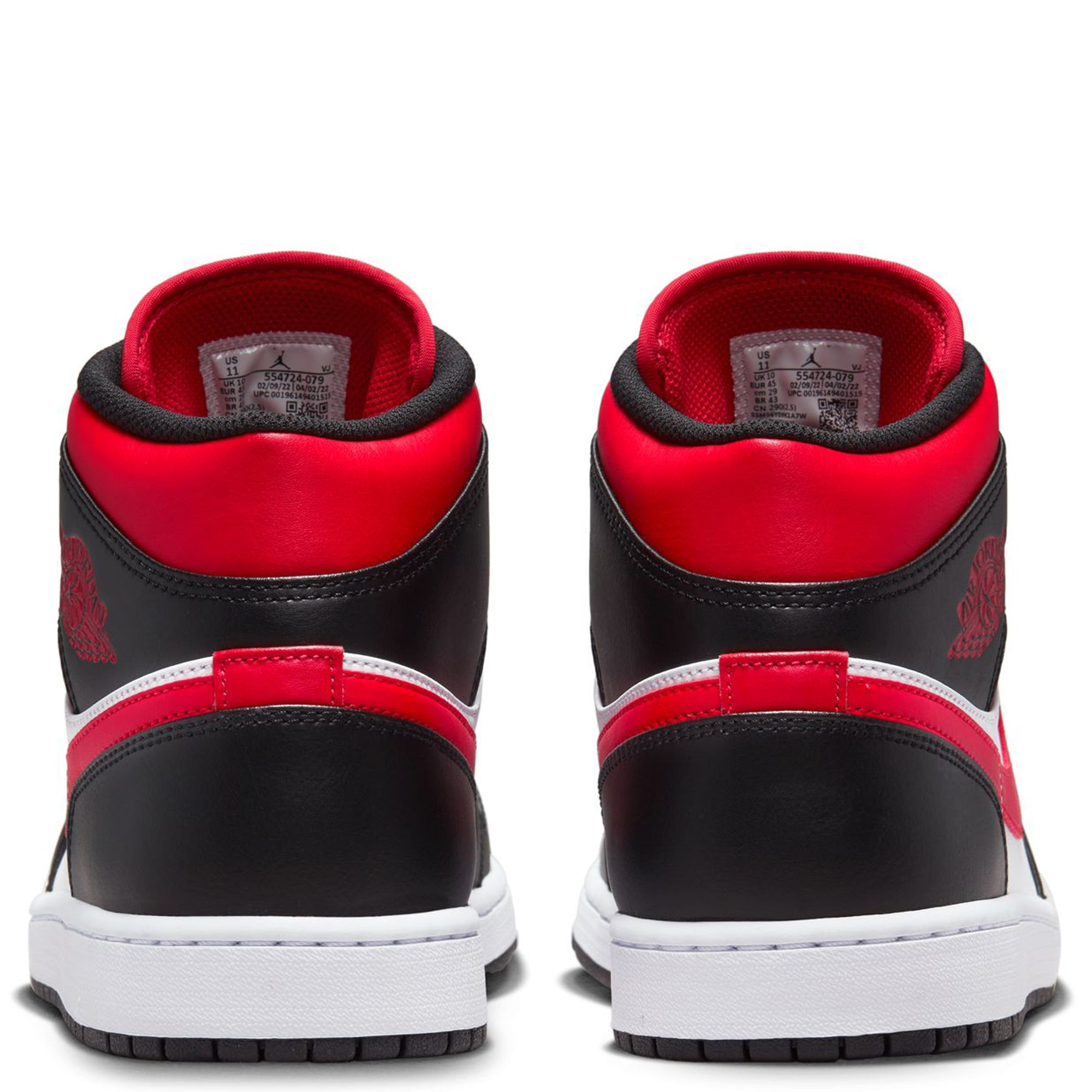 Nike Men's Air Jordan 1 Mid Basketball Shoes - Black/Fire Red/White - High-Top Sneakers for Casual Wear, Street Style & Court Performance