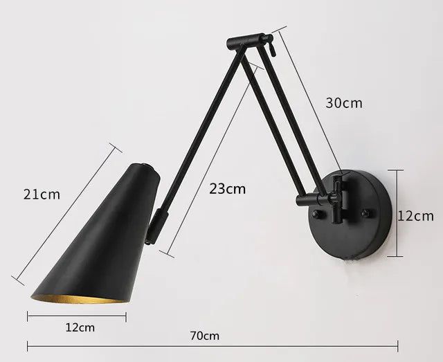 Long Arm Swing Wall Lamp with Internal Touch Sensor - Modern Dimmable LED Light for Bedroom, Living Room, and Hallway