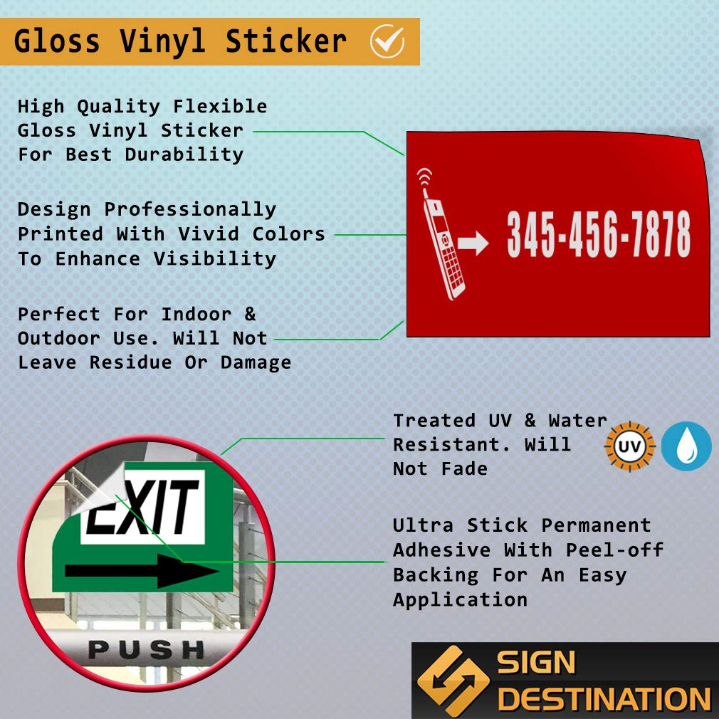 Custom Red Telephone Vinyl Decal - Business Contact Number Door Sticker 20x14 Inches - Perfect for Storefronts, Offices & Home Decor
