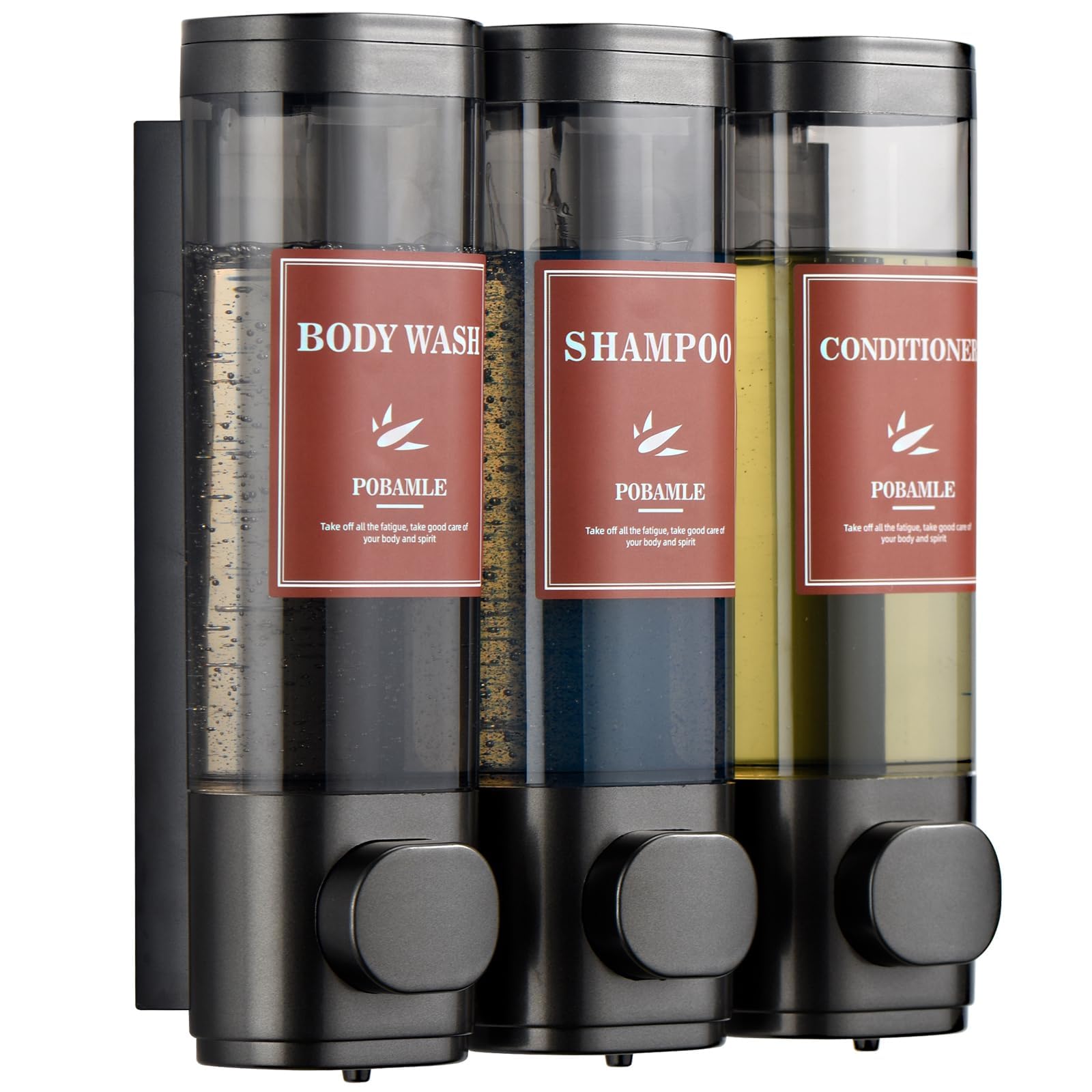 Wall Mounted 3-Chamber Shower Dispenser - No Drill Soap, Shampoo & Conditioner Holder for Bathroom - Perfect for Shower Gel, Body Wash & Hair Care Products - Ideal for Home, Gym & Spa Use