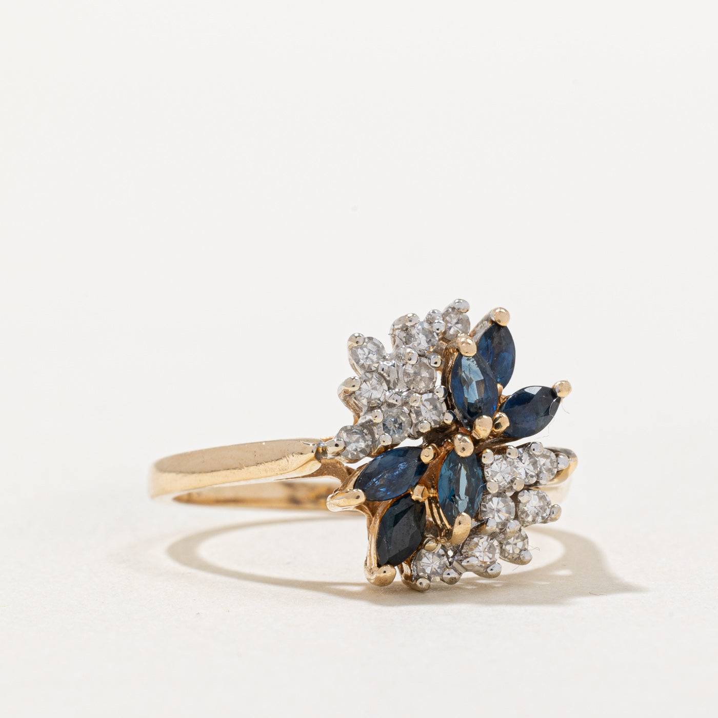 Exquisite 0.82ctw Sapphire & Diamond Cluster Ring (0.34ctw Diamonds) - Size 9 | Elegant Wedding, Anniversary & Gift Jewelry for Women