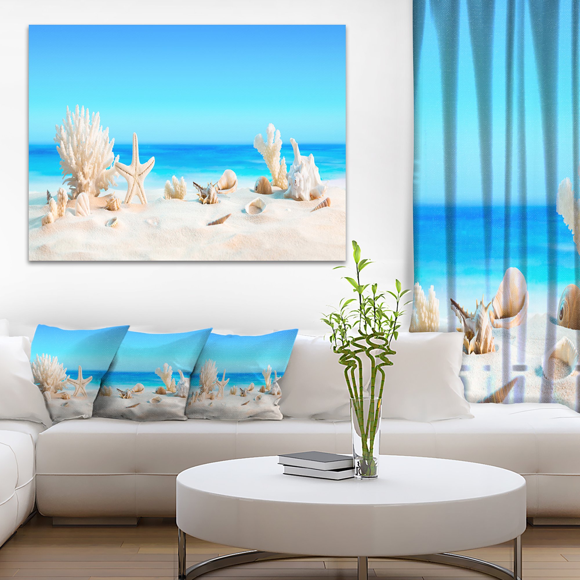 Tropical Beach Seashells Photo Canvas Print - Coastal Wall Art for Living Room, Bedroom & Office Decor