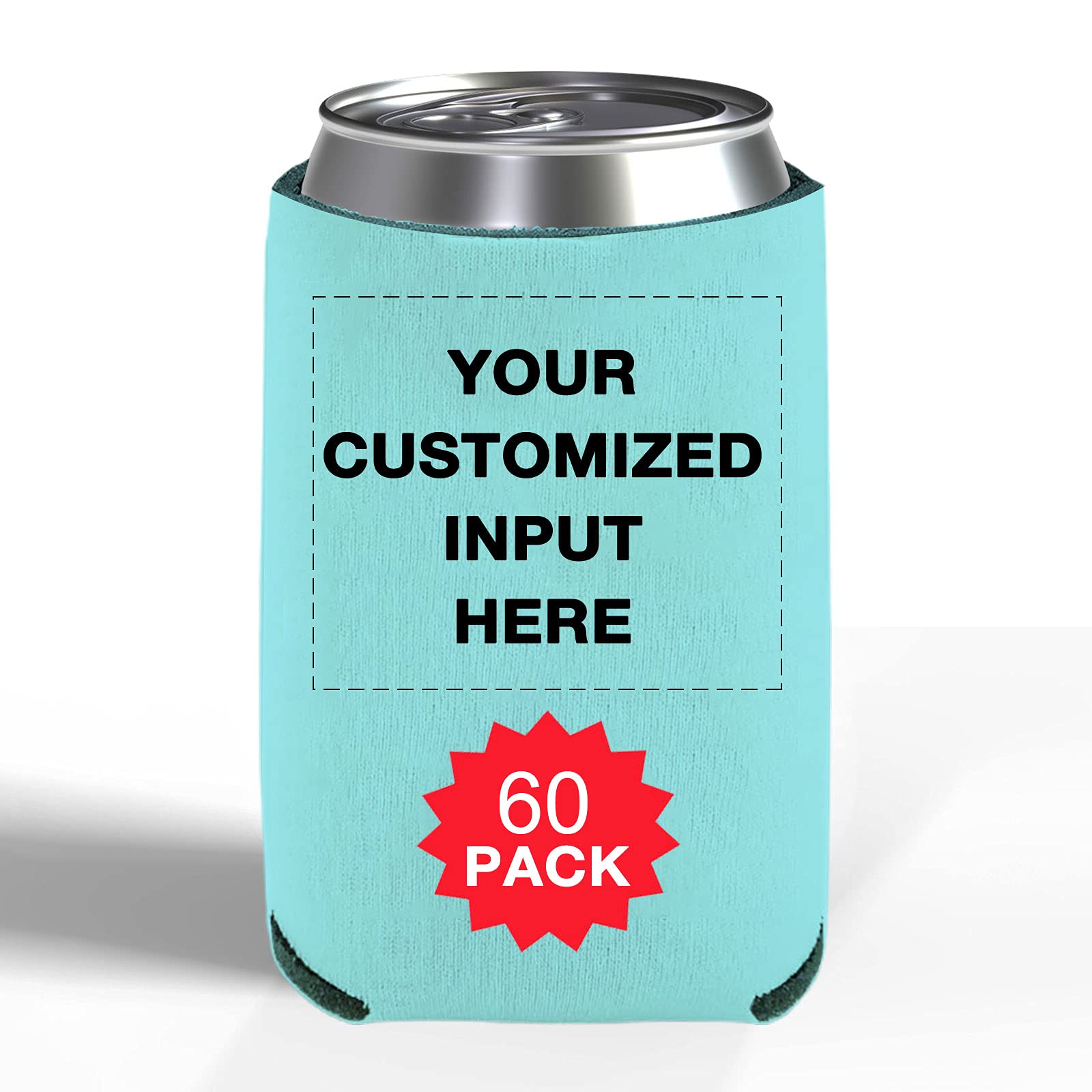 Custom Printed Can Sleeve Beer Coolers 60pcs Bulk - Personalized Can Cooler with Photo & Logo for Wedding Favors, Fishing Trips, Picnics & Outdoor Parties - Keep Drinks Cold at BBQs, Tailgates & Summer Events