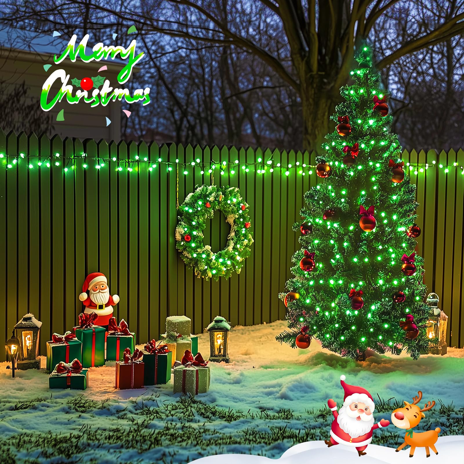 JMEXSUSS 500 LED Green String Lights - 8 Lighting Modes, 173ft Outdoor Christmas Lights for Holiday Decor - Perfect for Christmas Party, St. Patrick's Day, Garden, Patio, and Indoor Decorations
