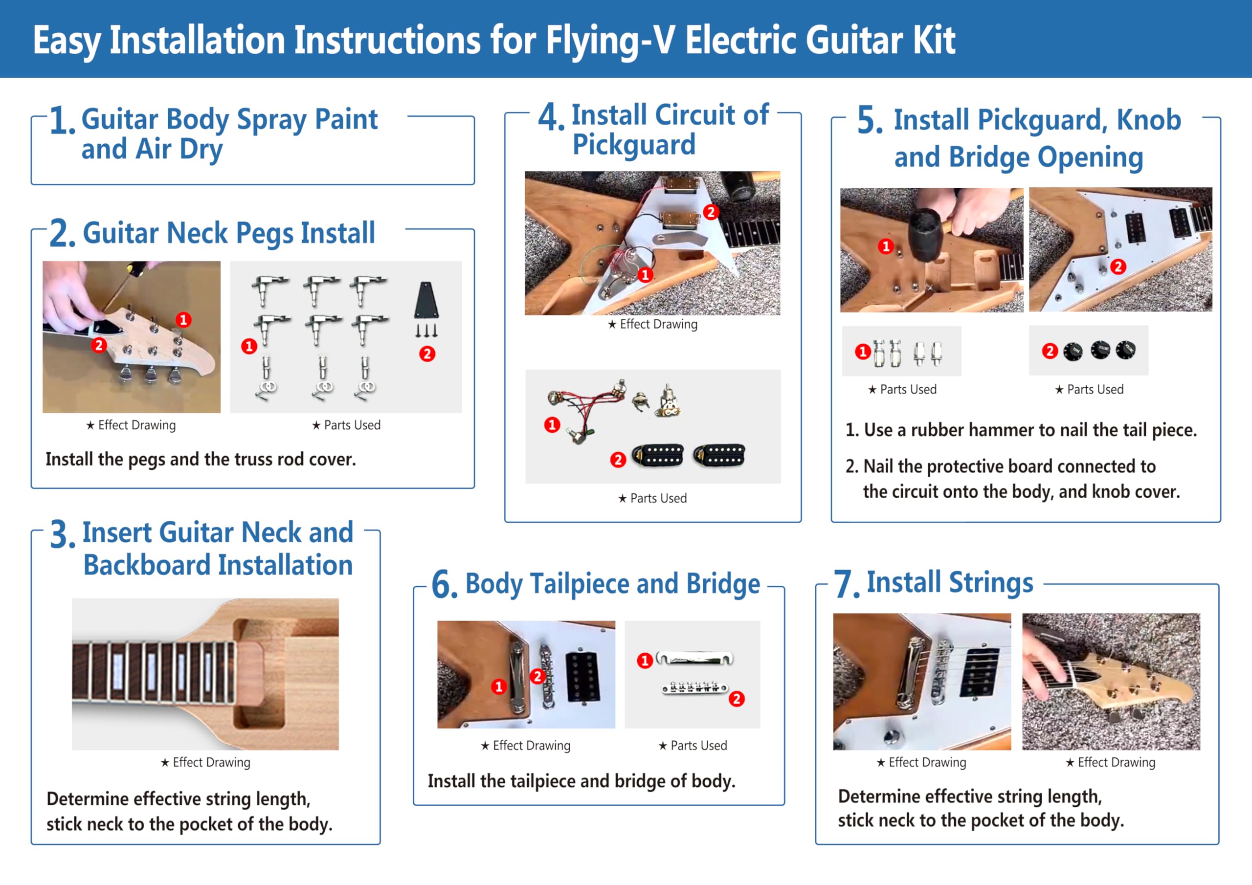 DIY Electric Guitar Kit - Unfinished Rosewood Fretboard Neck & Guitar Body Blank with All Accessories | Build Your Own Custom Guitar | Perfect for Beginners, Hobbyists & Music Lovers (TZ-46)