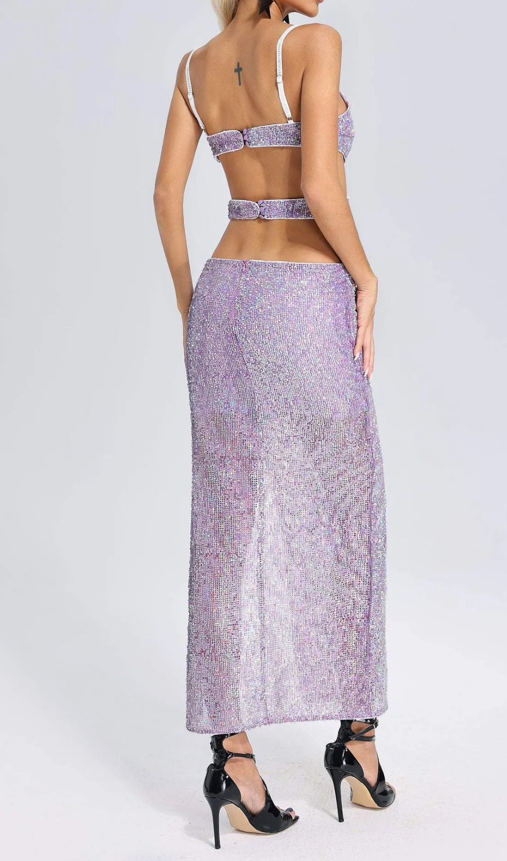 Elegant Cut Out Sequin Midi Dress for Women - Perfect for Evening Parties, Prom, and Special Occasions