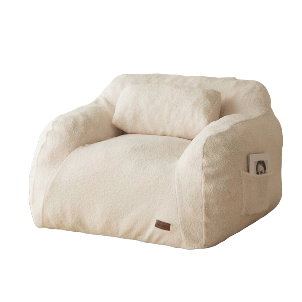 MAXYOYO Giant Bean Bag Chair with Pillow - Extra Large Fuzzy Comfy Bean Bag for Adults & Kids, Beige - Perfect for Living Room, Bedroom, Game Room & Dorm Relaxation