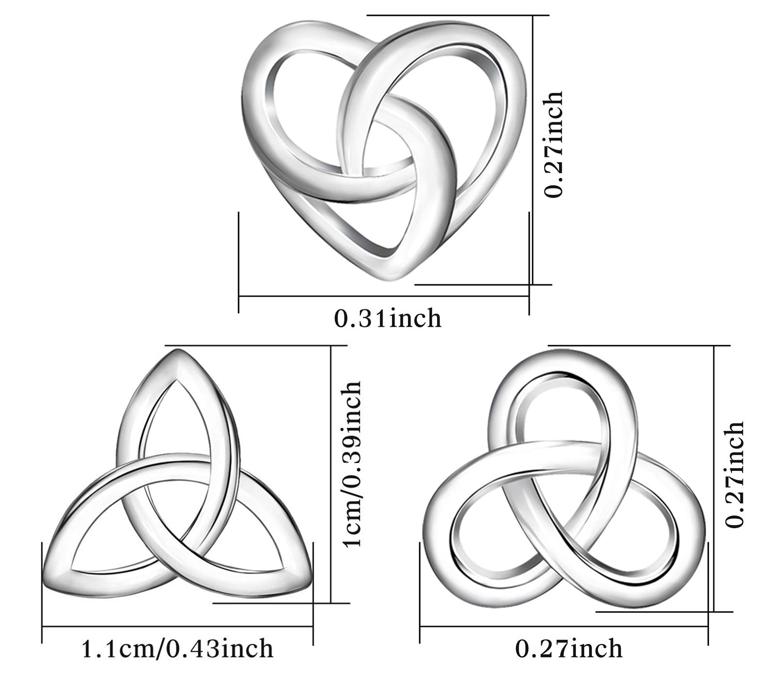 Sterling Silver Earrings for Women - Heart Celtic Love Knot Cross Triangle Vintage Stud Hypoallergenic Jewelry | Perfect Birthday Gift for Her, Anniversary Present, Valentine's Day & Everyday Wear