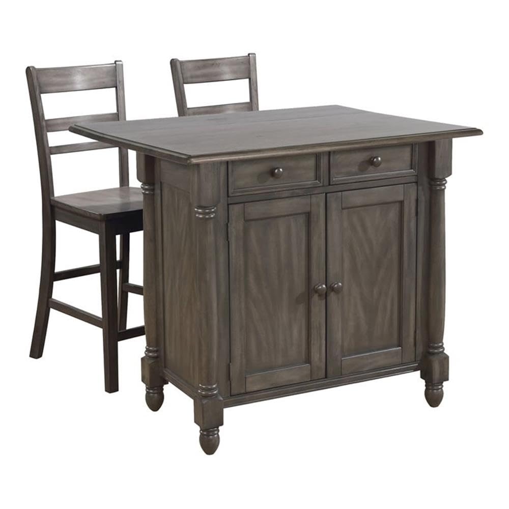 Shades of Gray Weathered Kitchen Island Set by Sunset Trading - Rustic Farmhouse Style for Dining & Entertaining