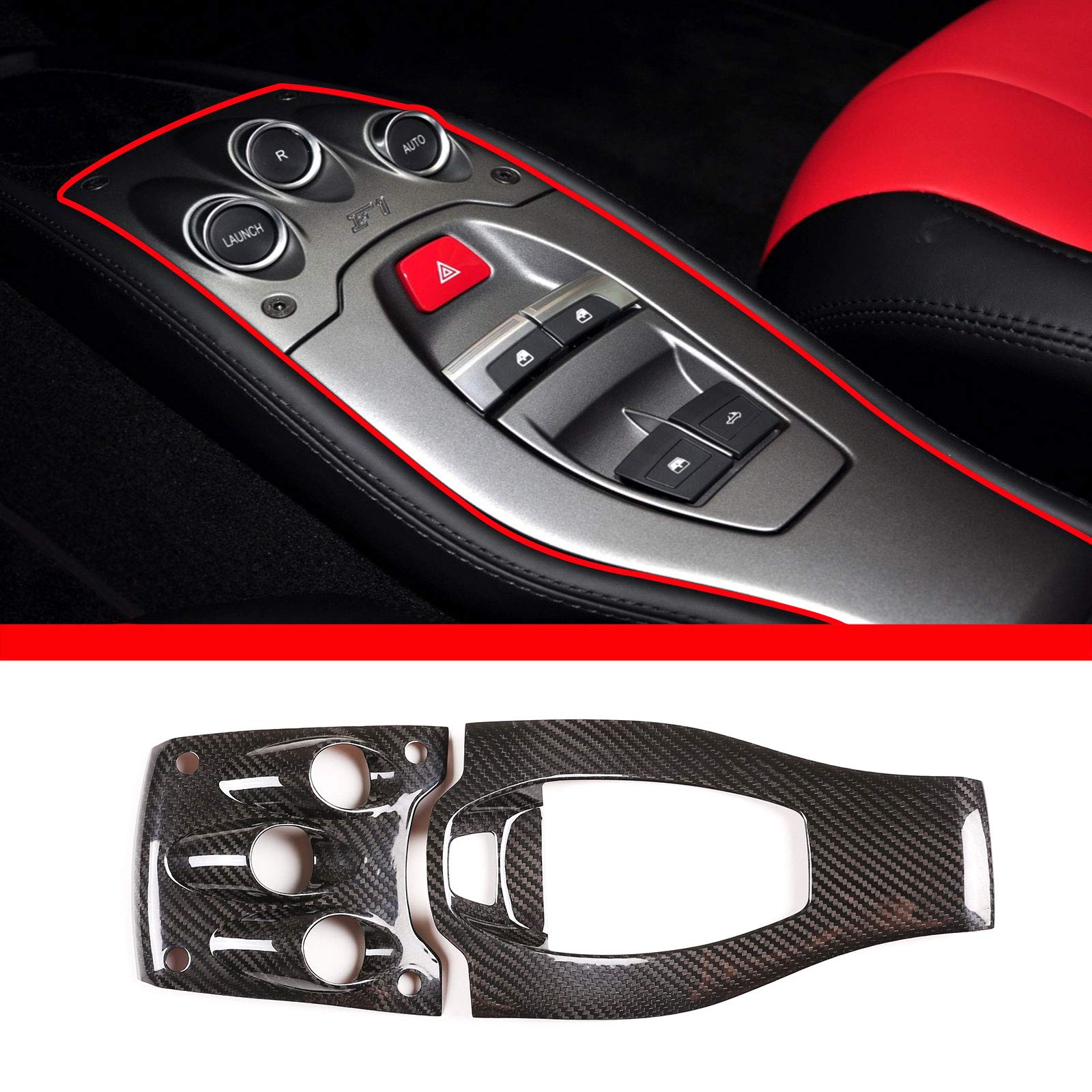 YIWANG 100% Real Carbon Fiber Center Console Gear Shift Panel Cover Trim for Ferrari 458 (2011-2016) | Premium Car Interior Accessories for Enhanced Luxury & Sporty Look