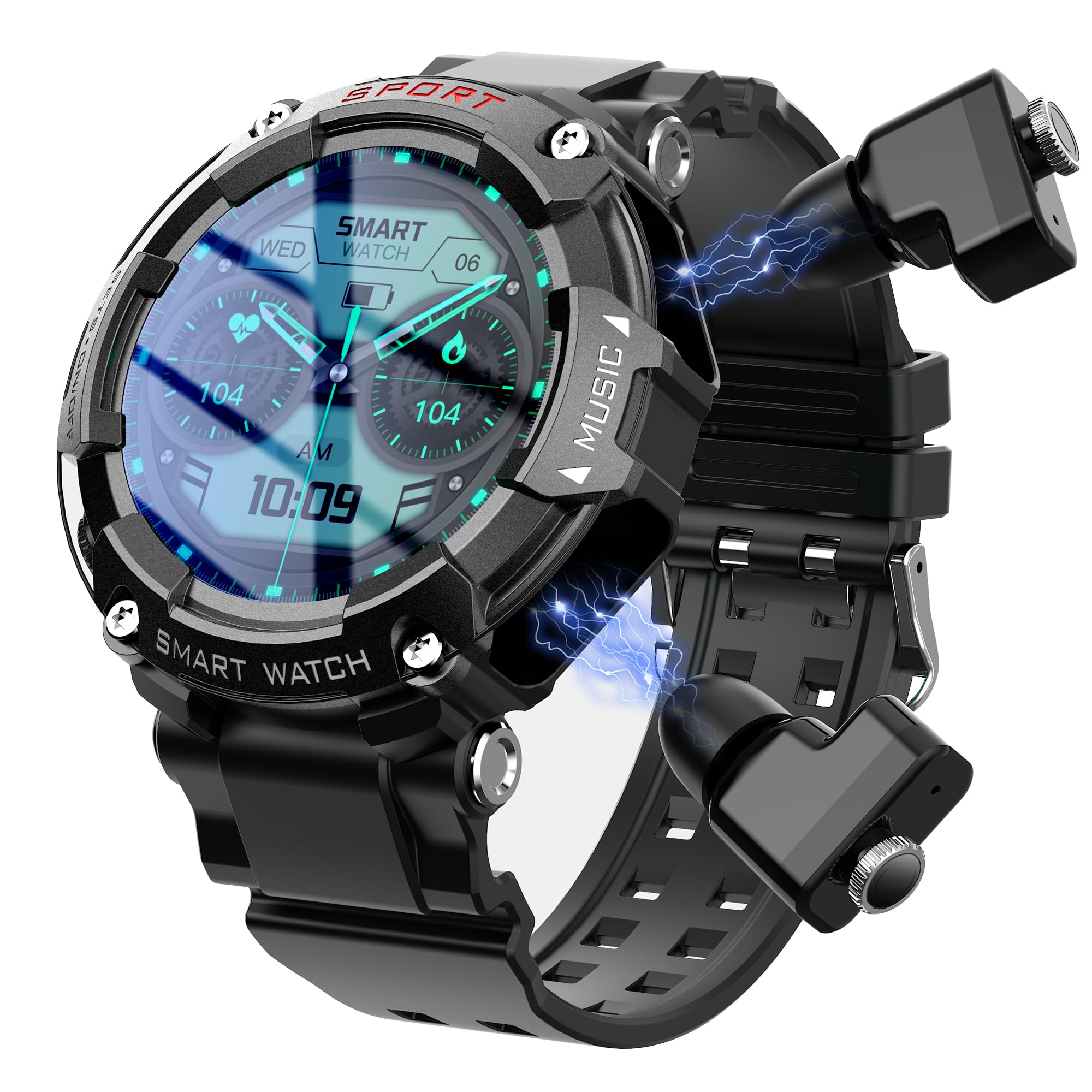 1.52-inch Full Touch HD Screen Smartwatch with TWS Earbuds - Metal Body, Custom Dial, Local Music Storage, Health Monitoring & Message Notifications | Perfect for Running, Gym Workouts & Daily Activity Tracking