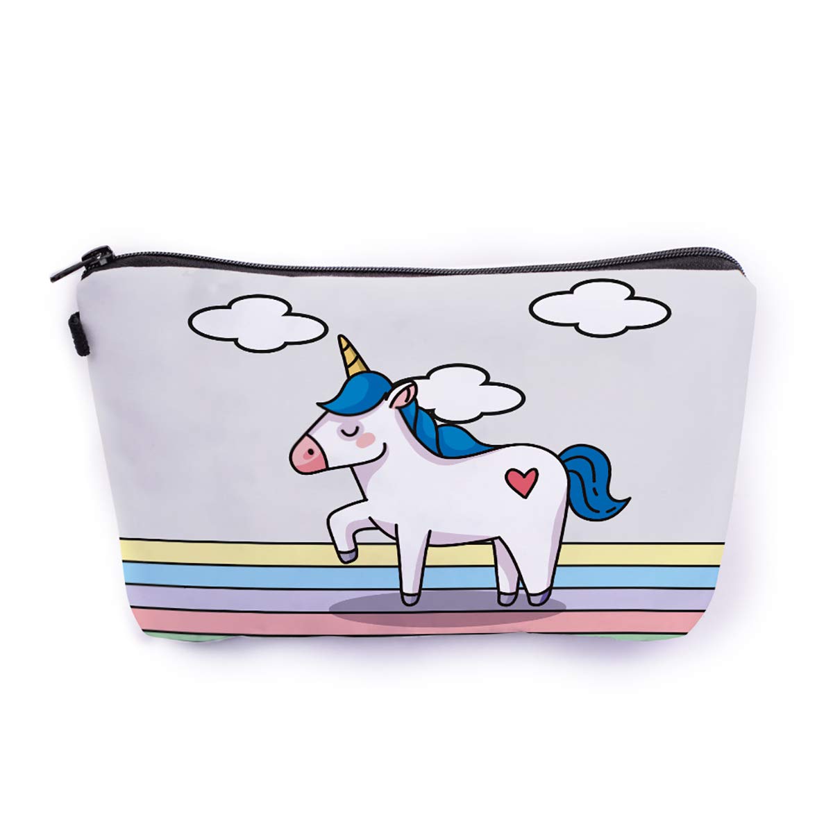 Crazyify Cute Unicorn Cosmetic Bag for Women - Waterproof Canvas Makeup Pouch with Zipper, Travel Toiletry Organizer for Bathroom, Gym, Vacation & Daily Use